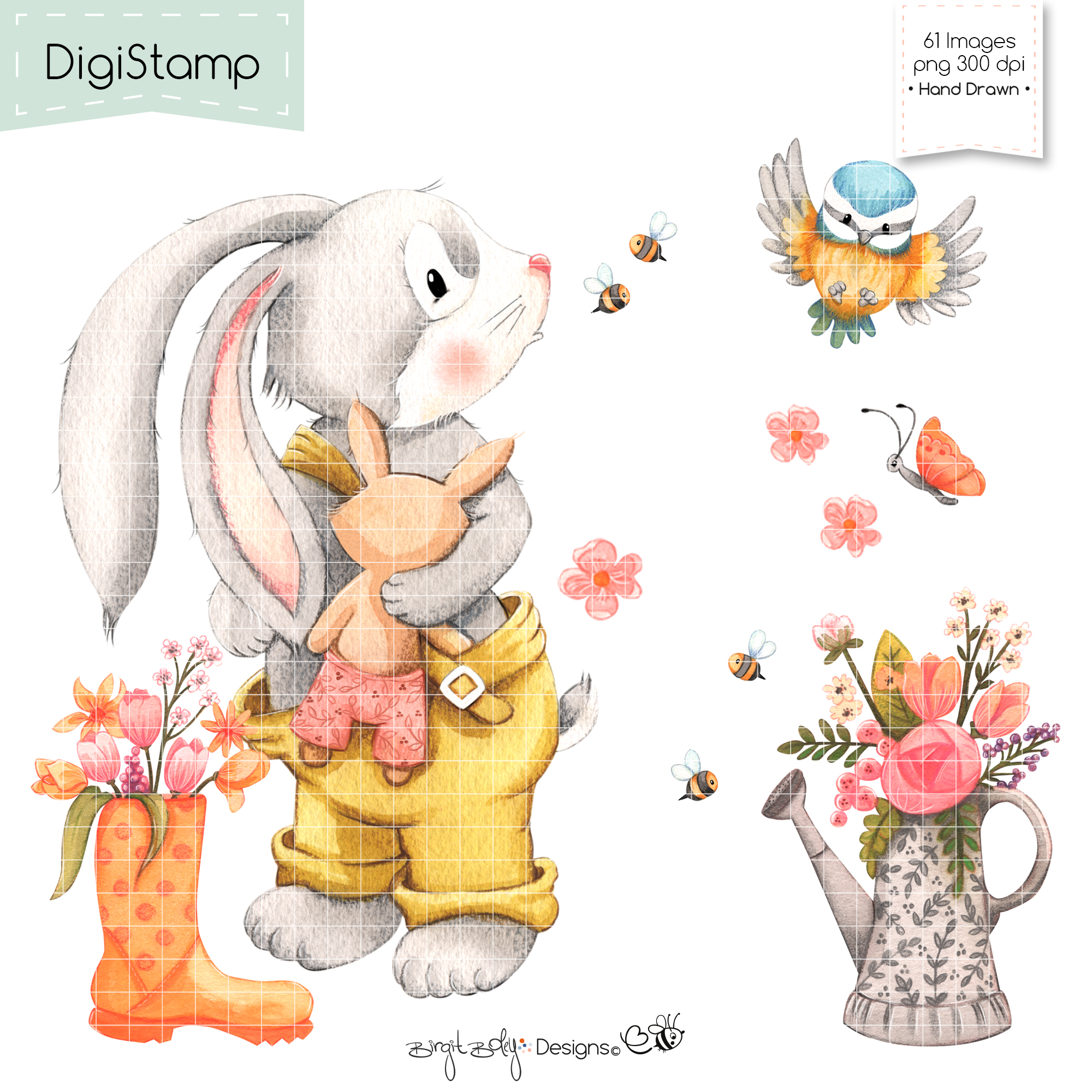 Digistamps Spring Joy Rabbits [Digital]