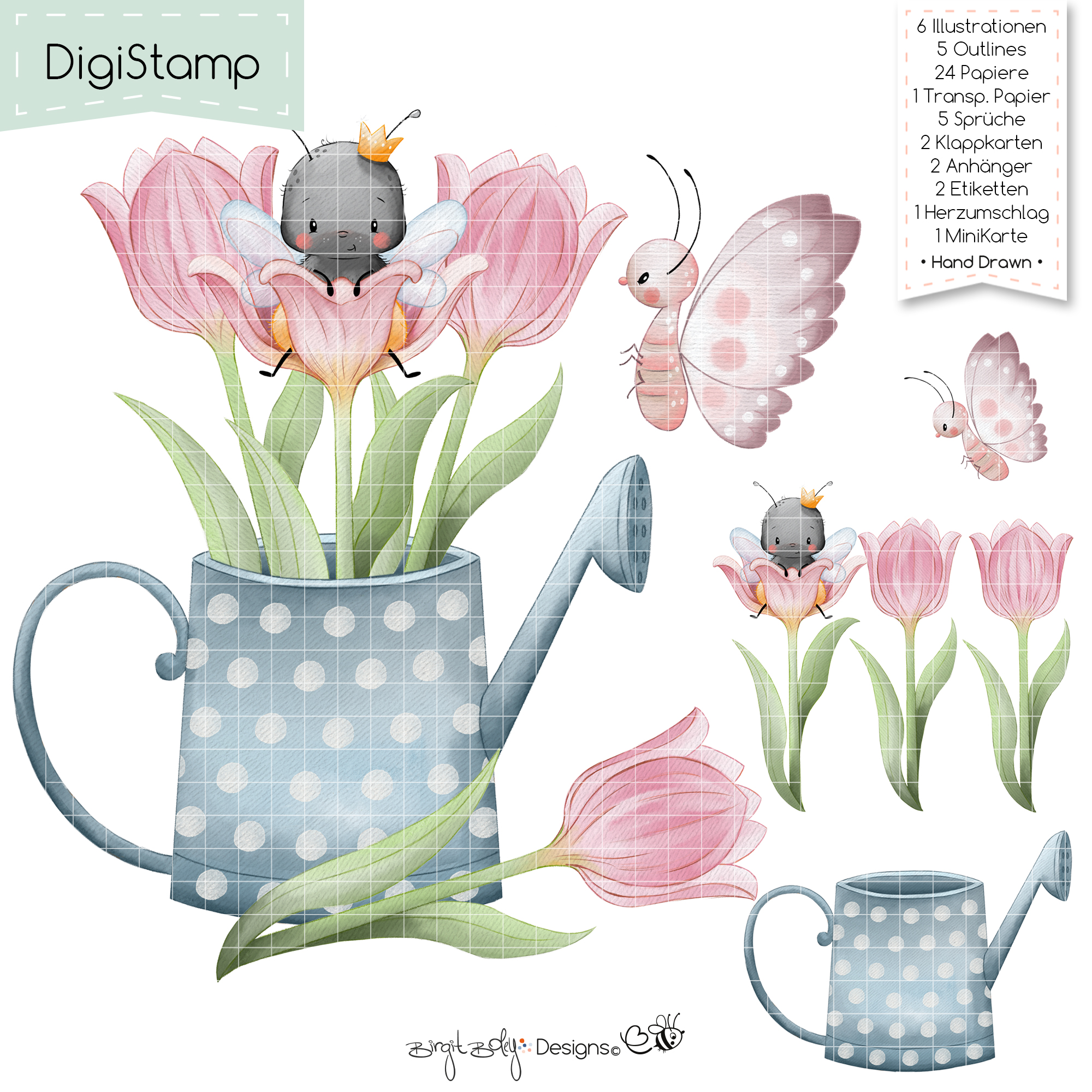Digistamps Bee's Watering Can [Digital]