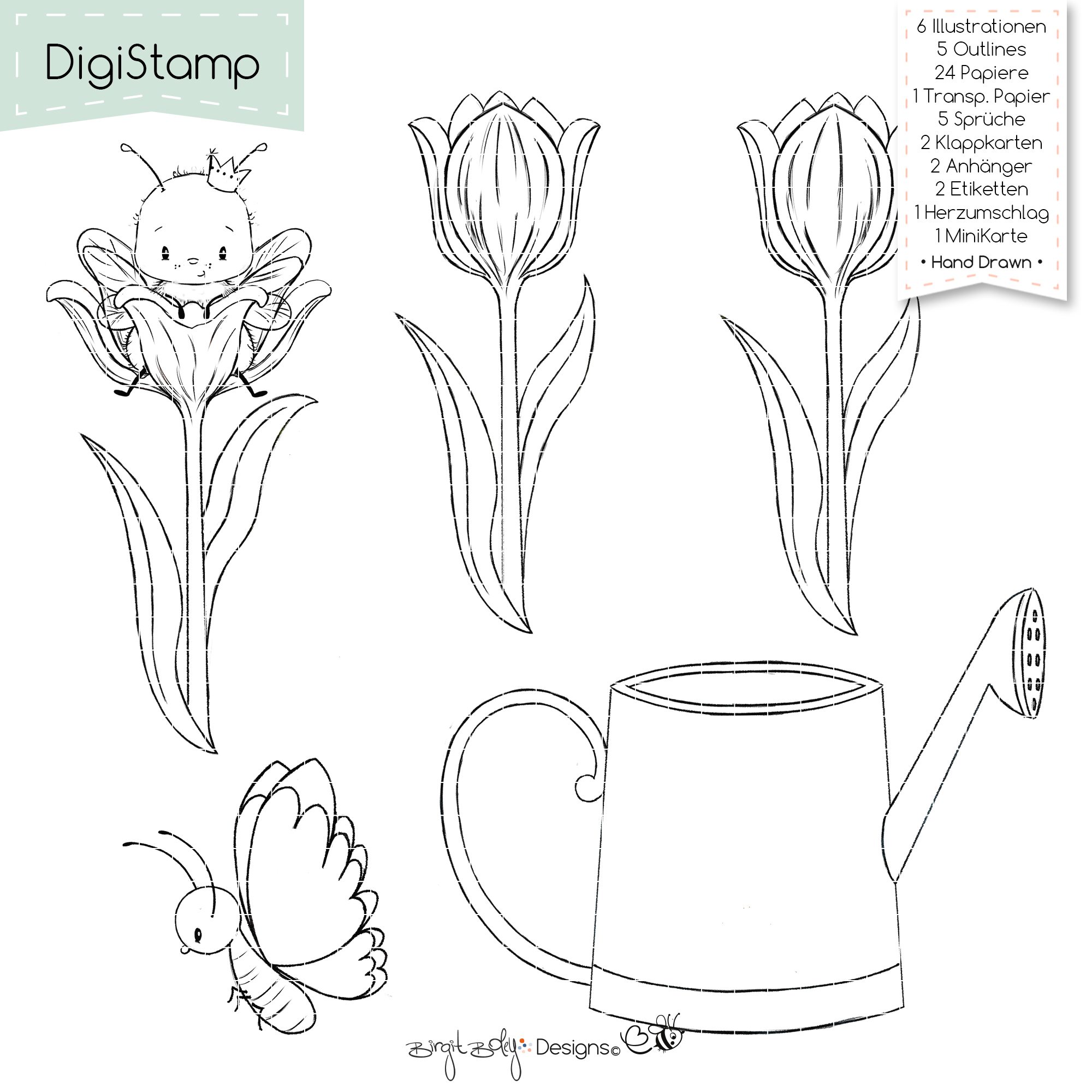 Digistamps Bee's Watering Can [Digital] – Bild 2