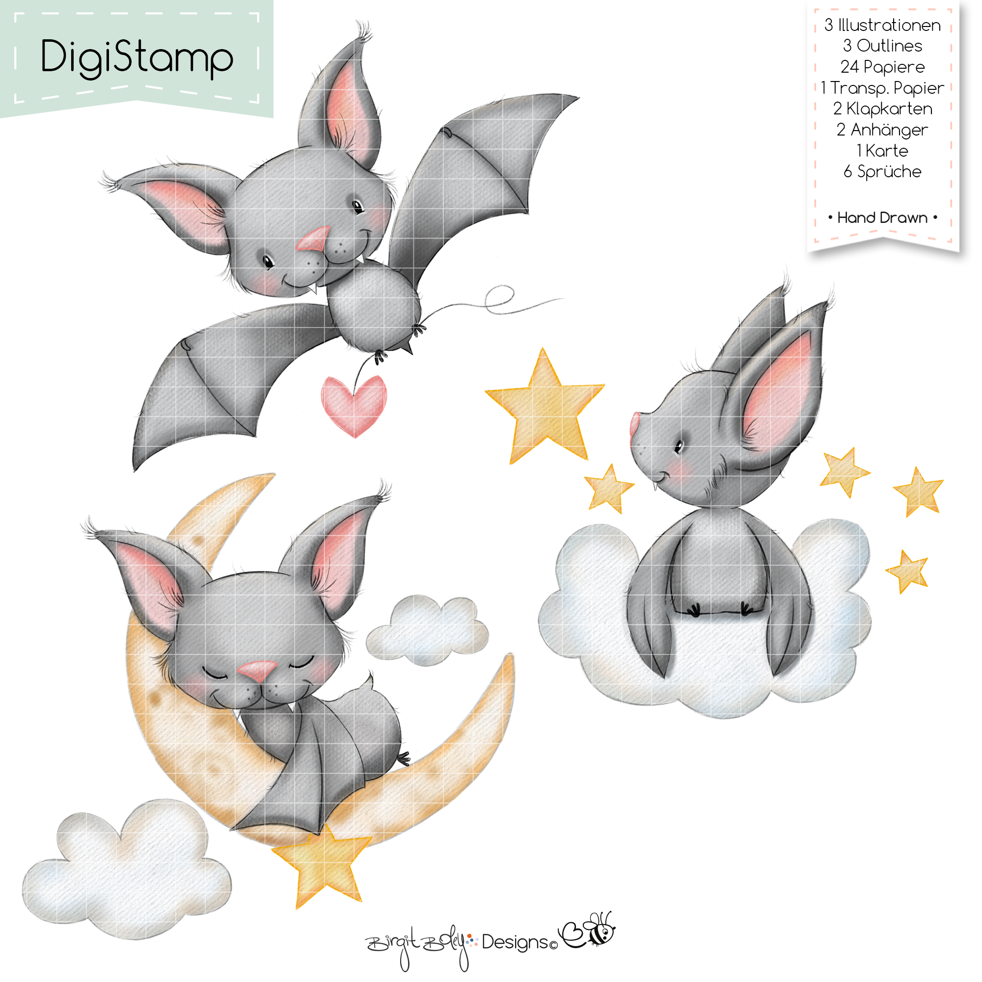 Digistamps Flying Bats [Digital]