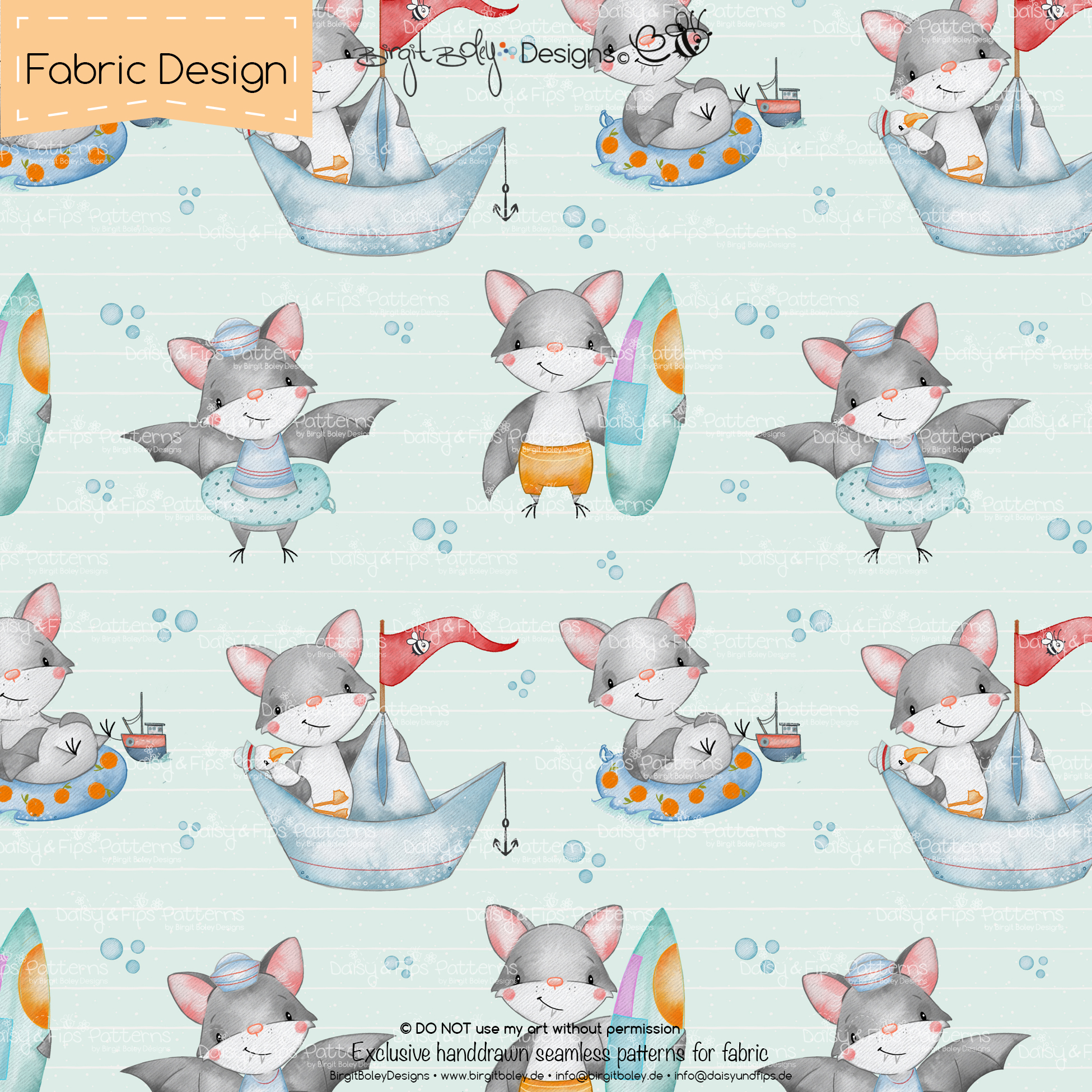 Stoffdesign Bens Beach Day • Light Turquoise • Non Exclusiv [Digital] – Bild 2