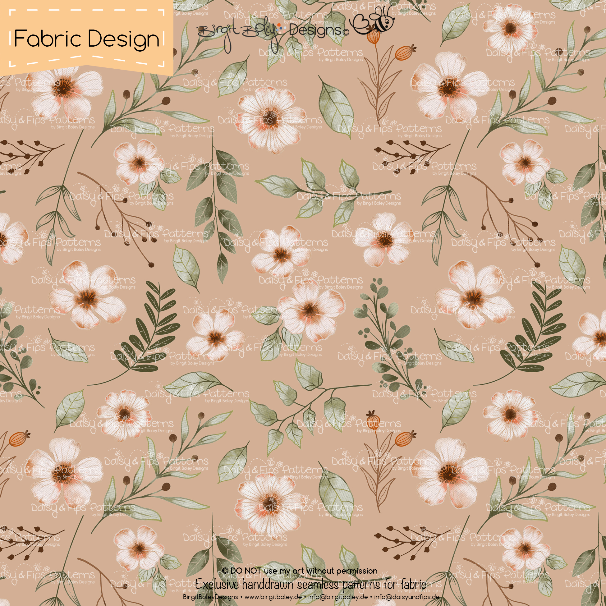 Stoffdesign Blumen_01 • Hazelnut • Non Exclusiv [Digital] – Bild 2