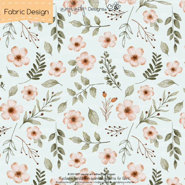 Stoffdesign Blumen_01 • Hushed Green • Non Exclusiv [Digital] – Bild 2