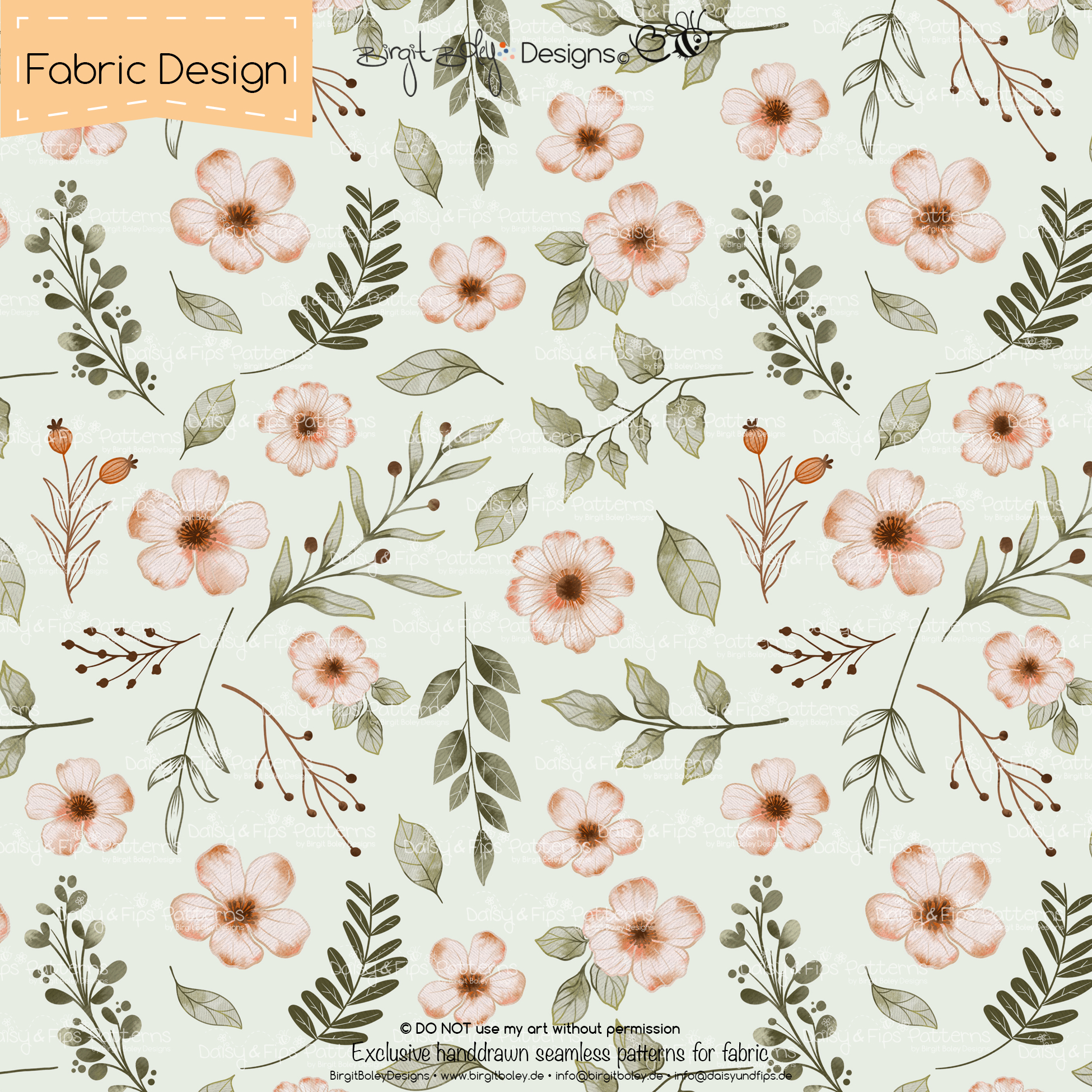 Stoffdesign Blumen_01 • Mint • Non Exclusiv [Digital] – Bild 2