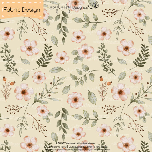 Stoffdesign Blumen_01 • Pistazie • Non Exclusiv [Digital] – Bild 2