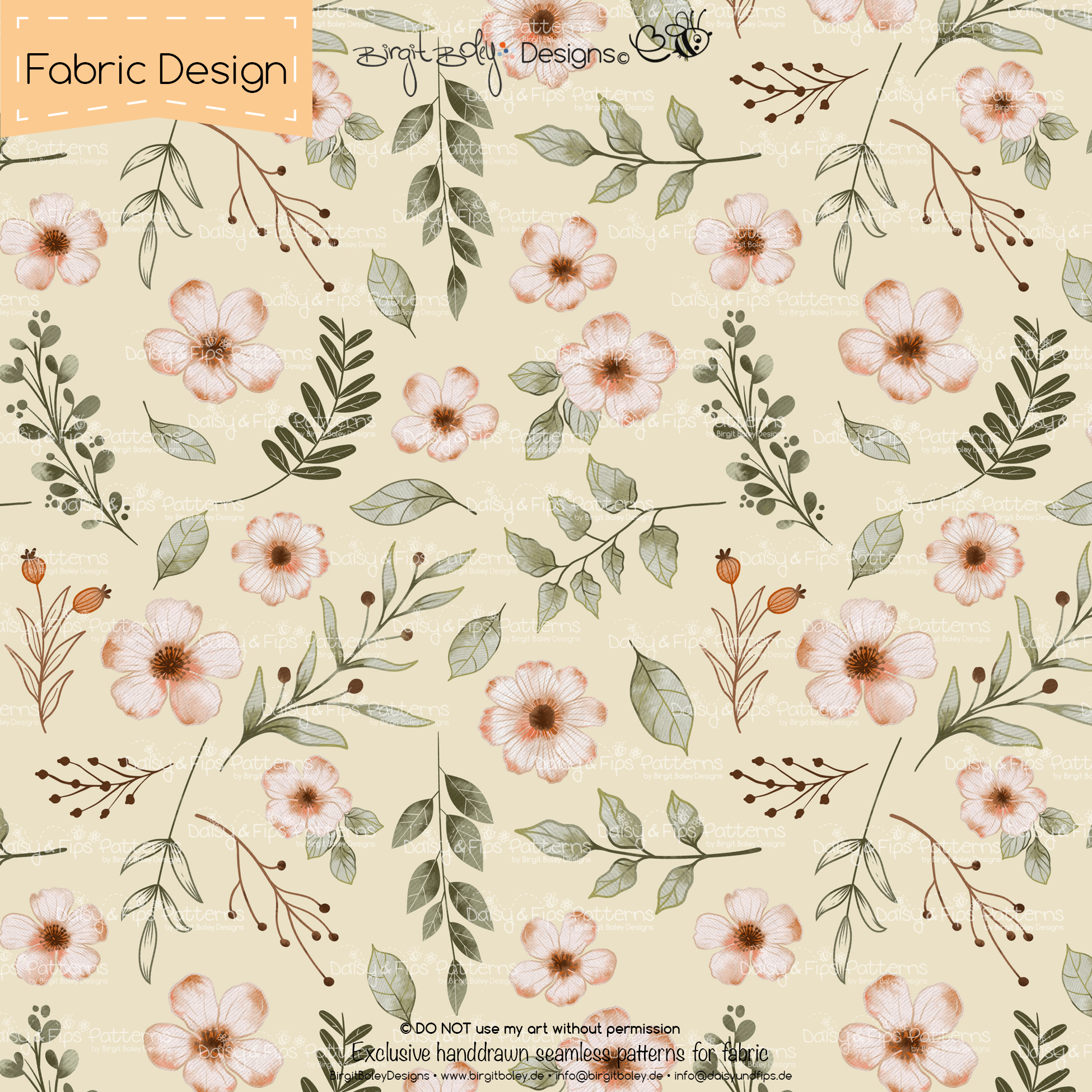 Stoffdesign Blumen_01 • Pistazie • Non Exclusiv [Digital] – Bild 2