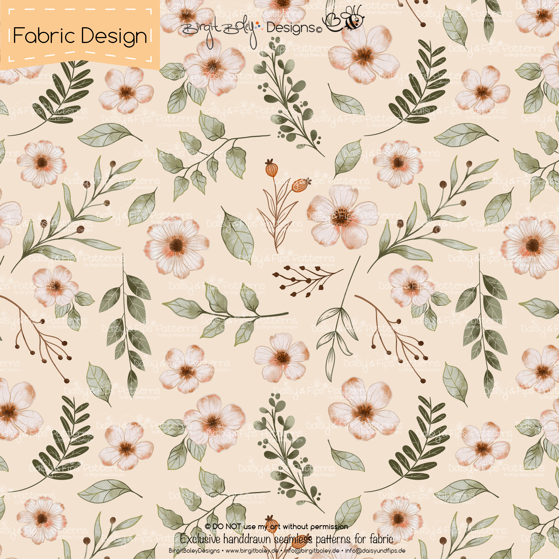 Stoffdesign Blumen_01 • Wheat • Non Exclusiv [Digital] – Bild 2