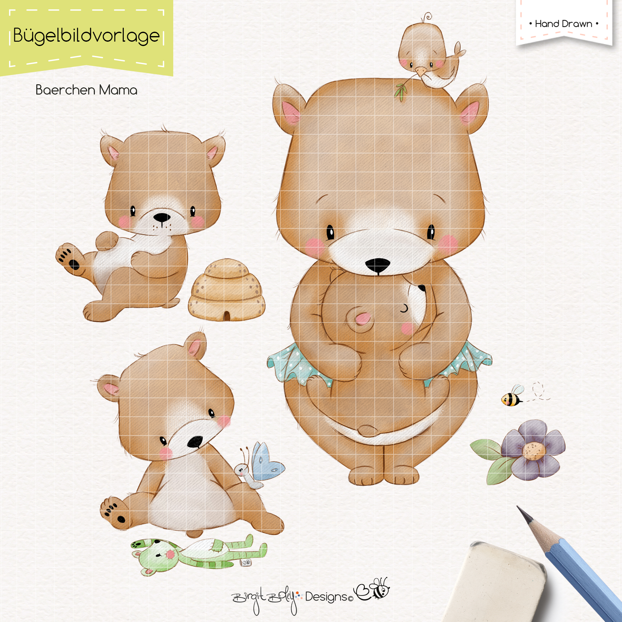 Bügelbildvorlage Bärchen Mama [Digital]