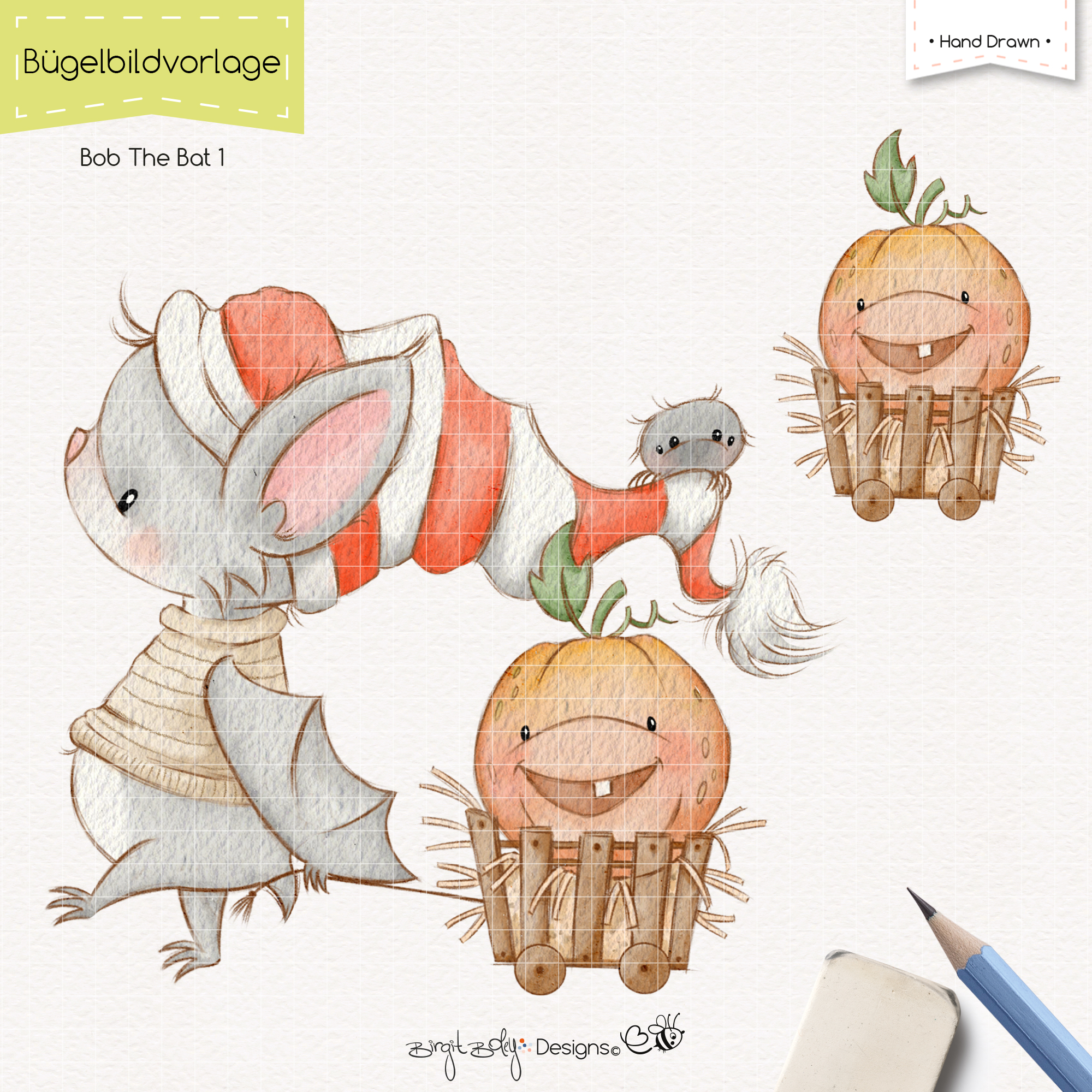 Bügelbildvorlage Bob The Bat 1 [Digital]
