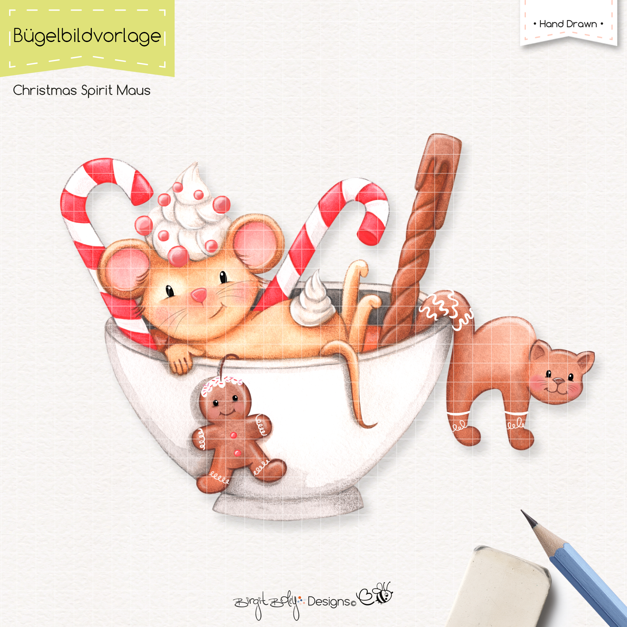 Bügelbildvorlage Christmas Spirit Maus [Digital]