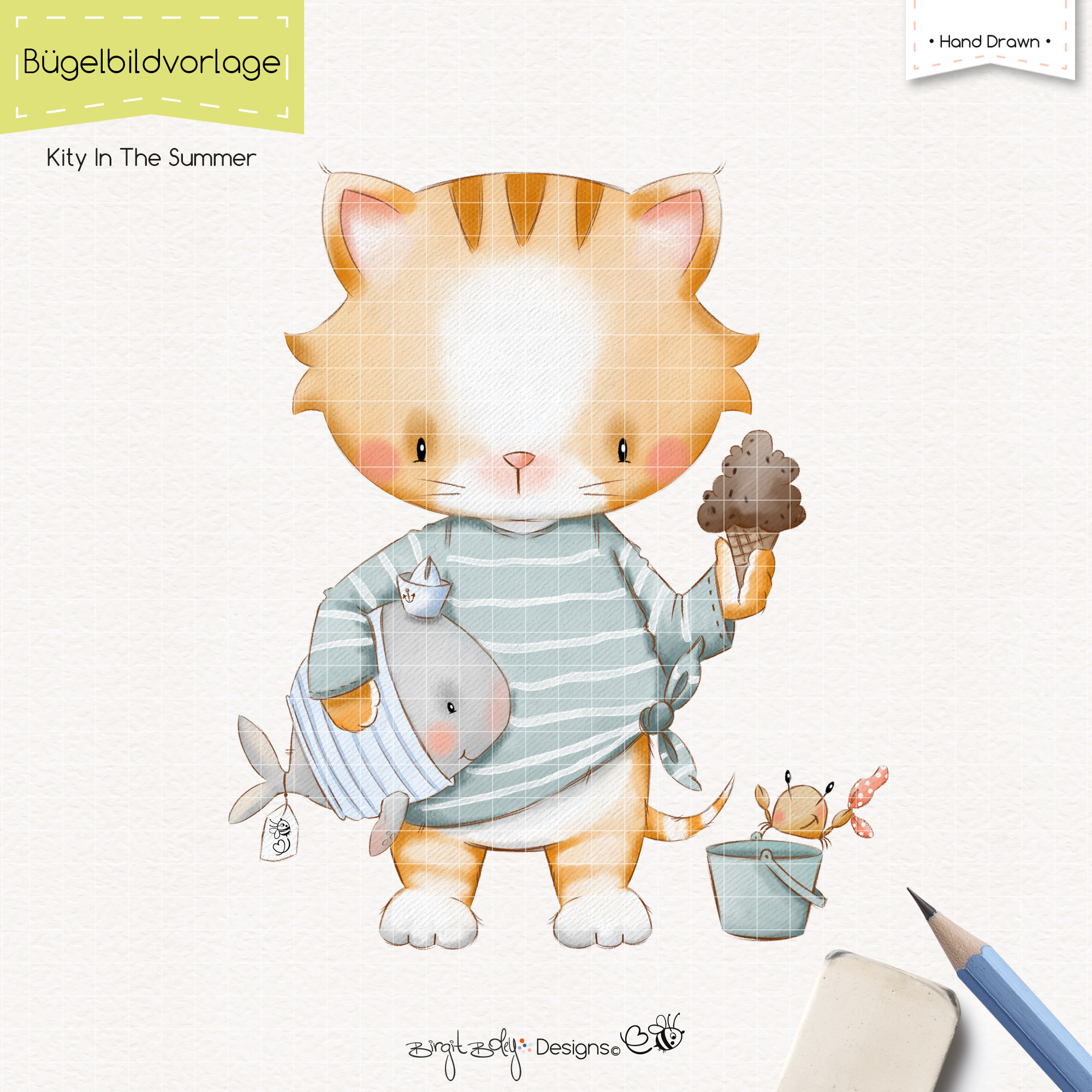Bügelbildvorlage Kity In The Summer [Digital]