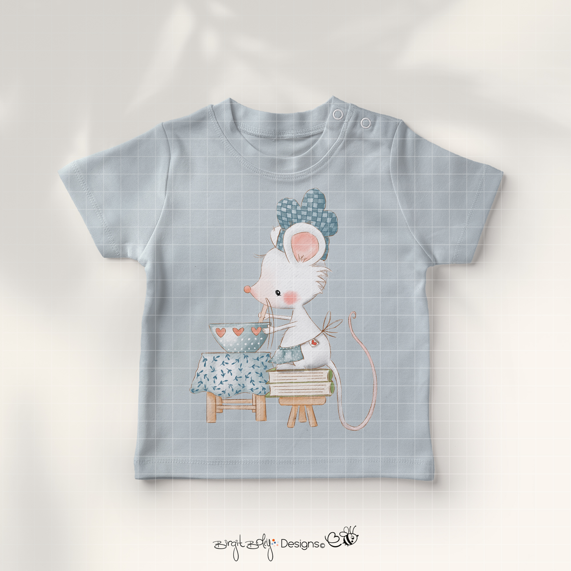 Bügelbildvorlage Maus Fips beim Backen [Digital] – Bild 2