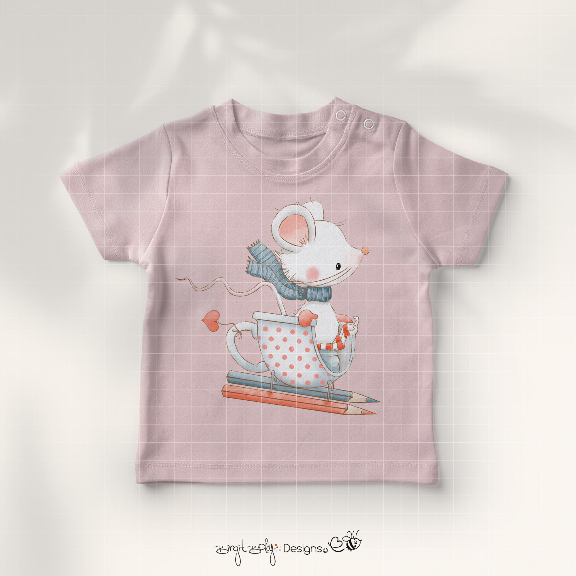 Bügelbildvorlage Maus Fips Schlitten Spaß [Digital] – Bild 2