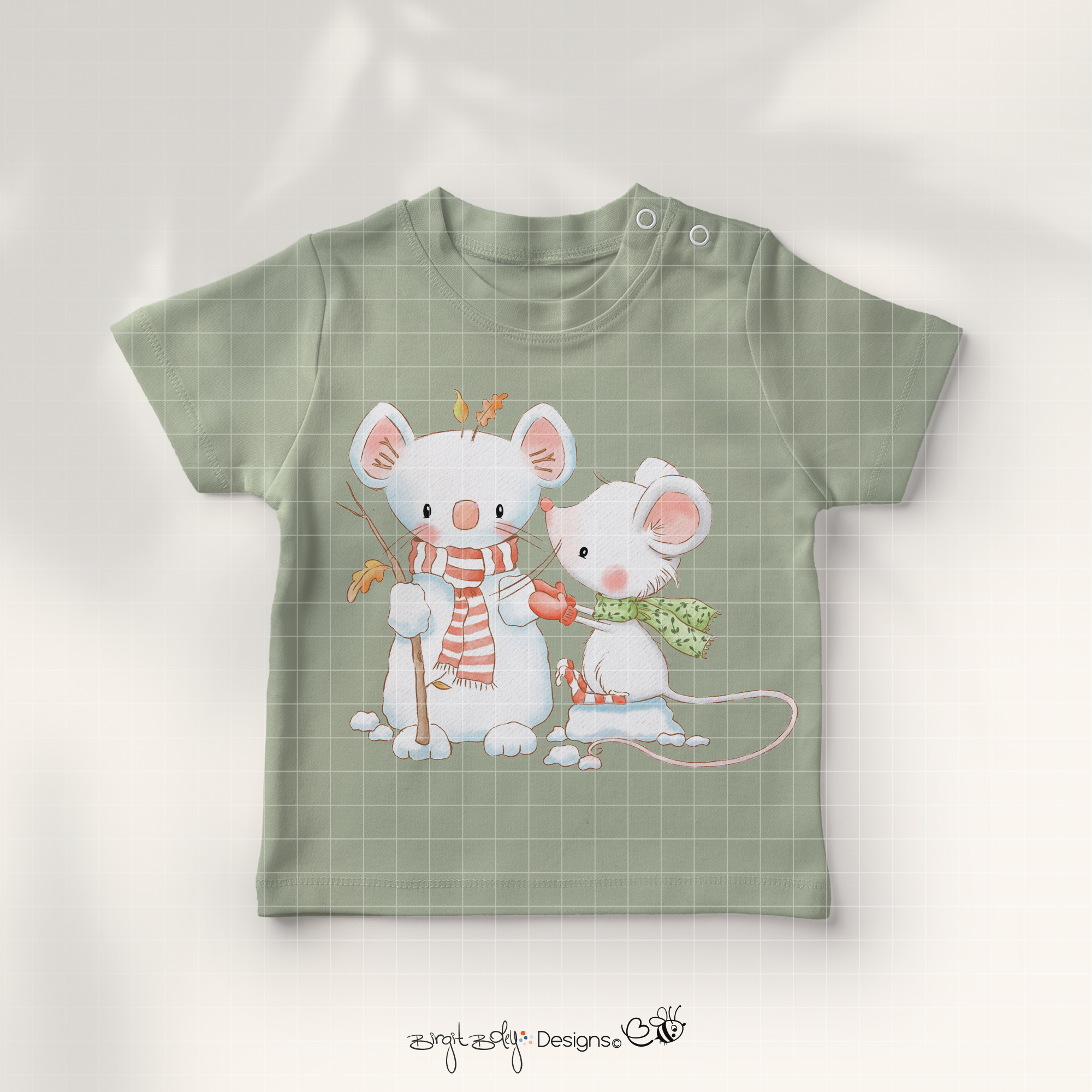 Bügelbildvorlage Maus Fips und Schneemann [Digital] – Bild 2