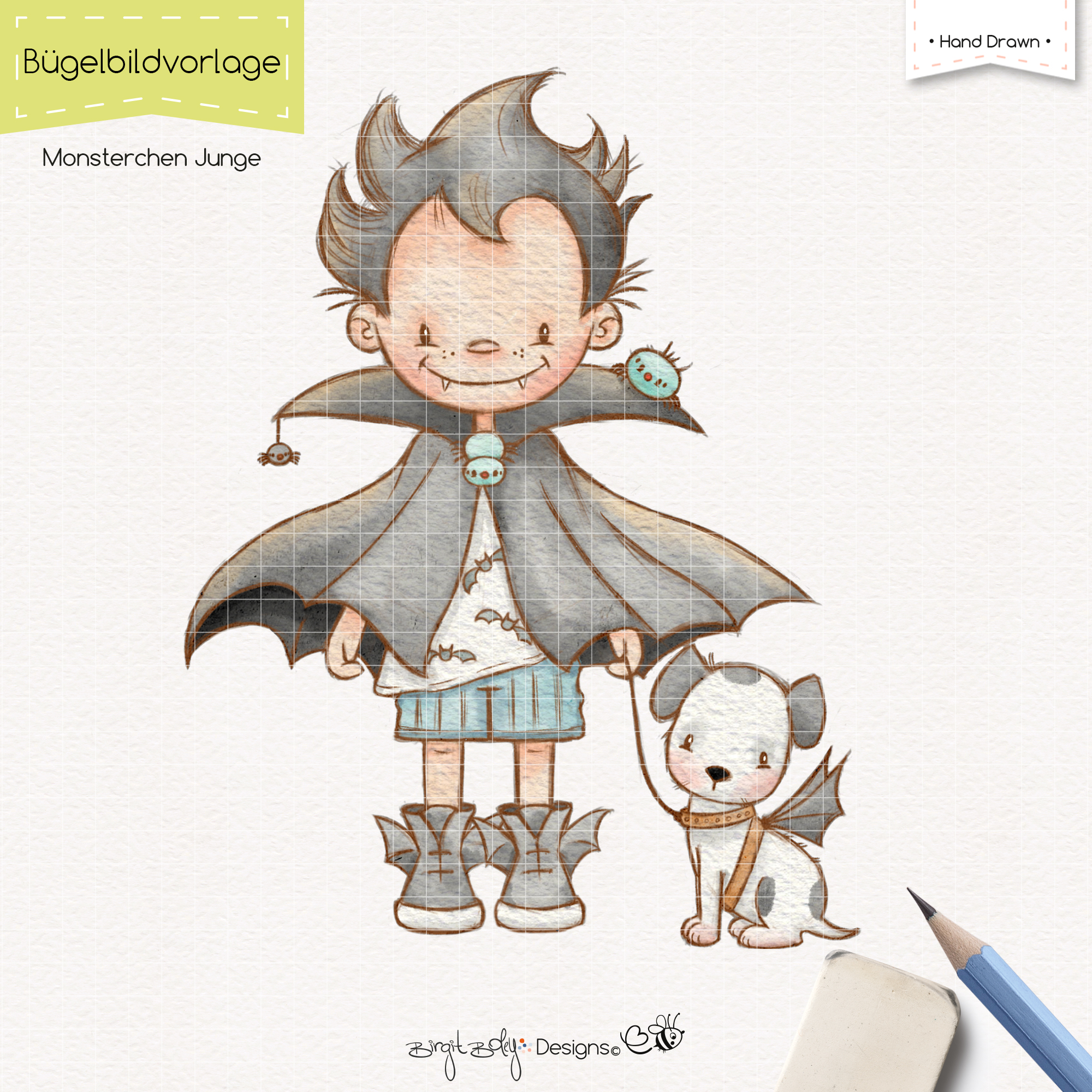 Bügelbildvorlage Monsterchen Junge [Digital]