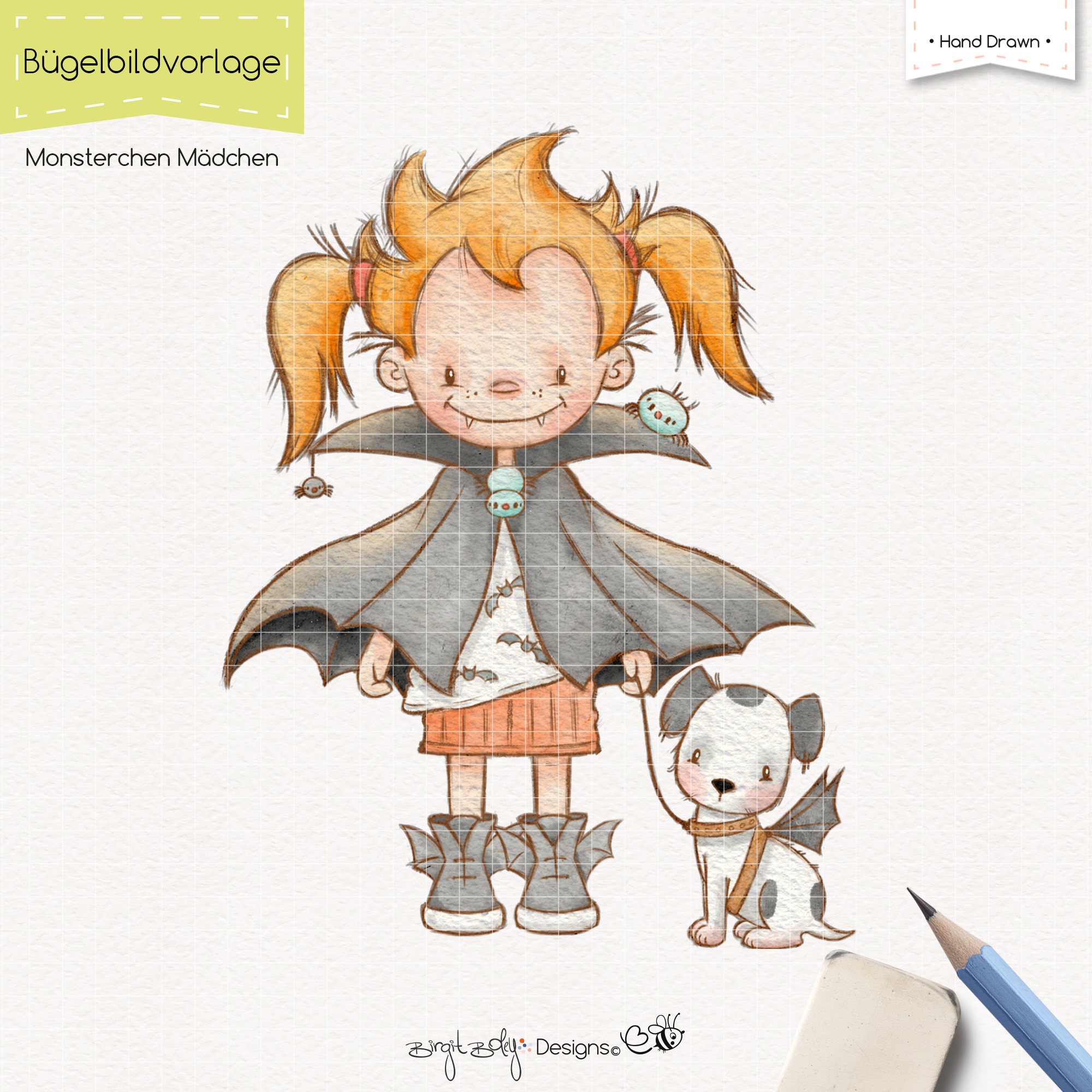 Bügelbildvorlage Monsterchen Mädchen [Digital]