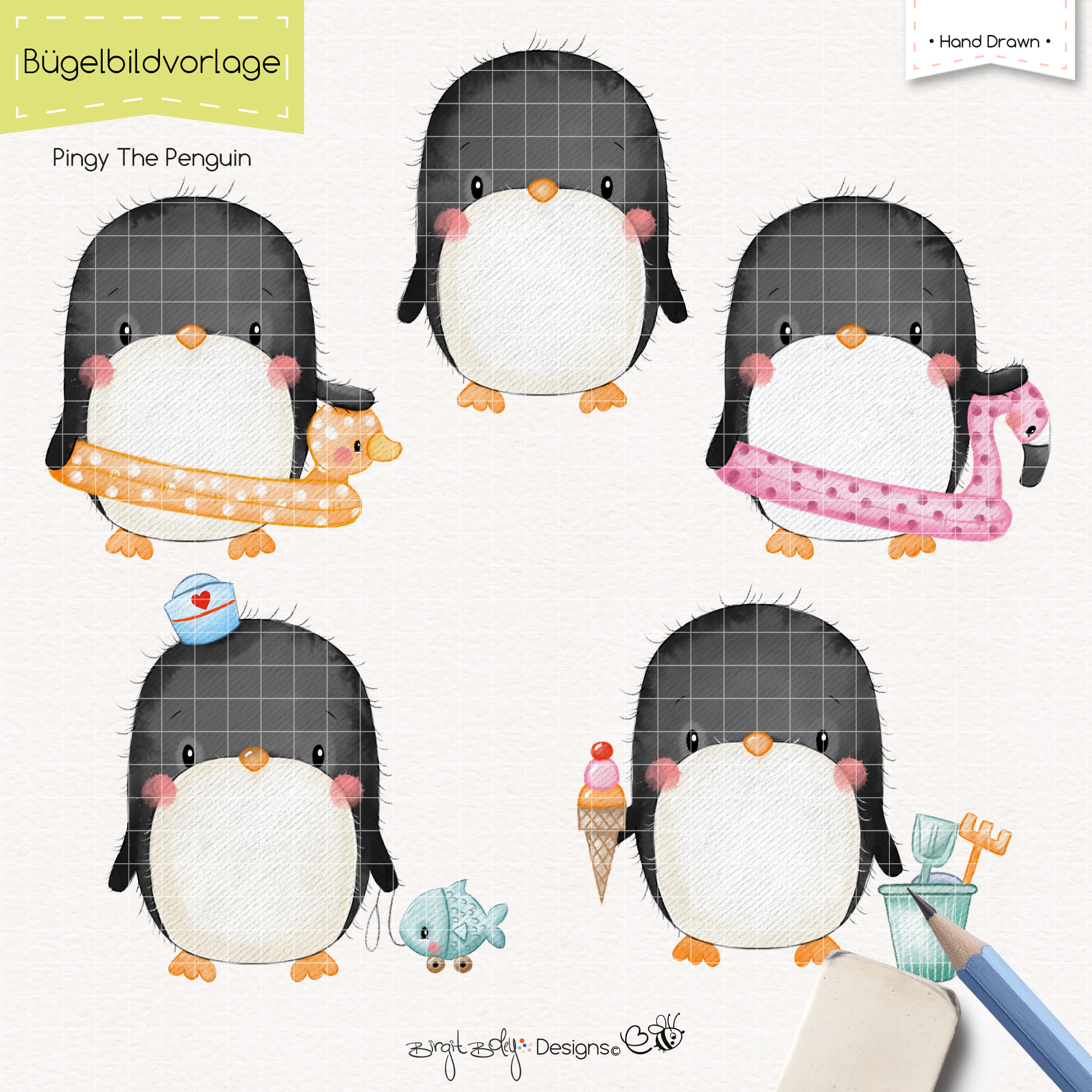 Bügelbildvorlage Pingy The Penguin [Digital]