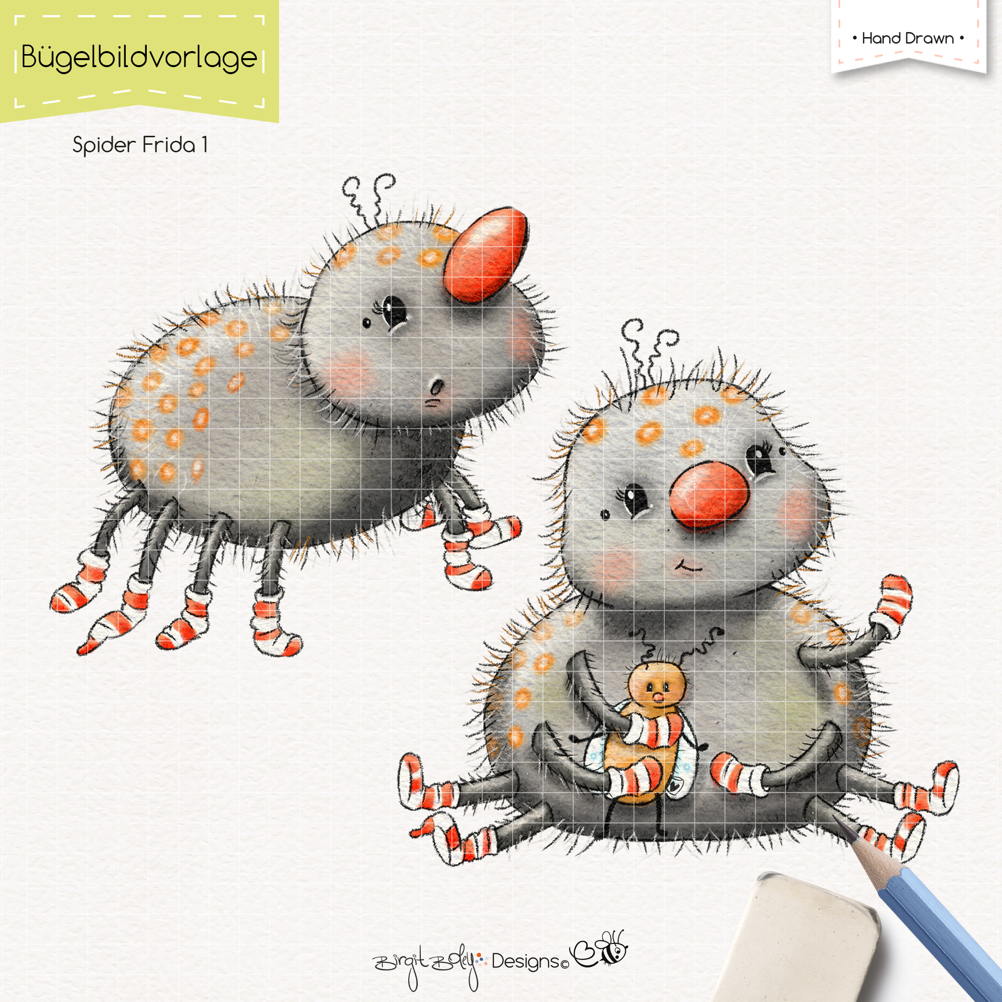 Bügelbildvorlage Spider Frida 1 [Digital]