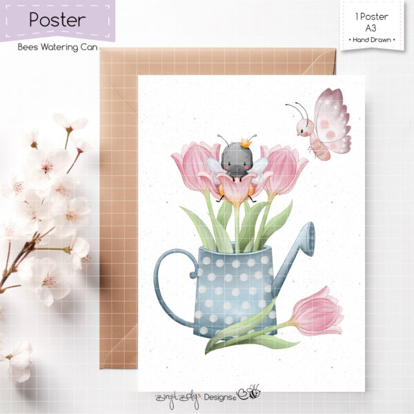 Poster Bees Watering Can [Digital] – Bild 2