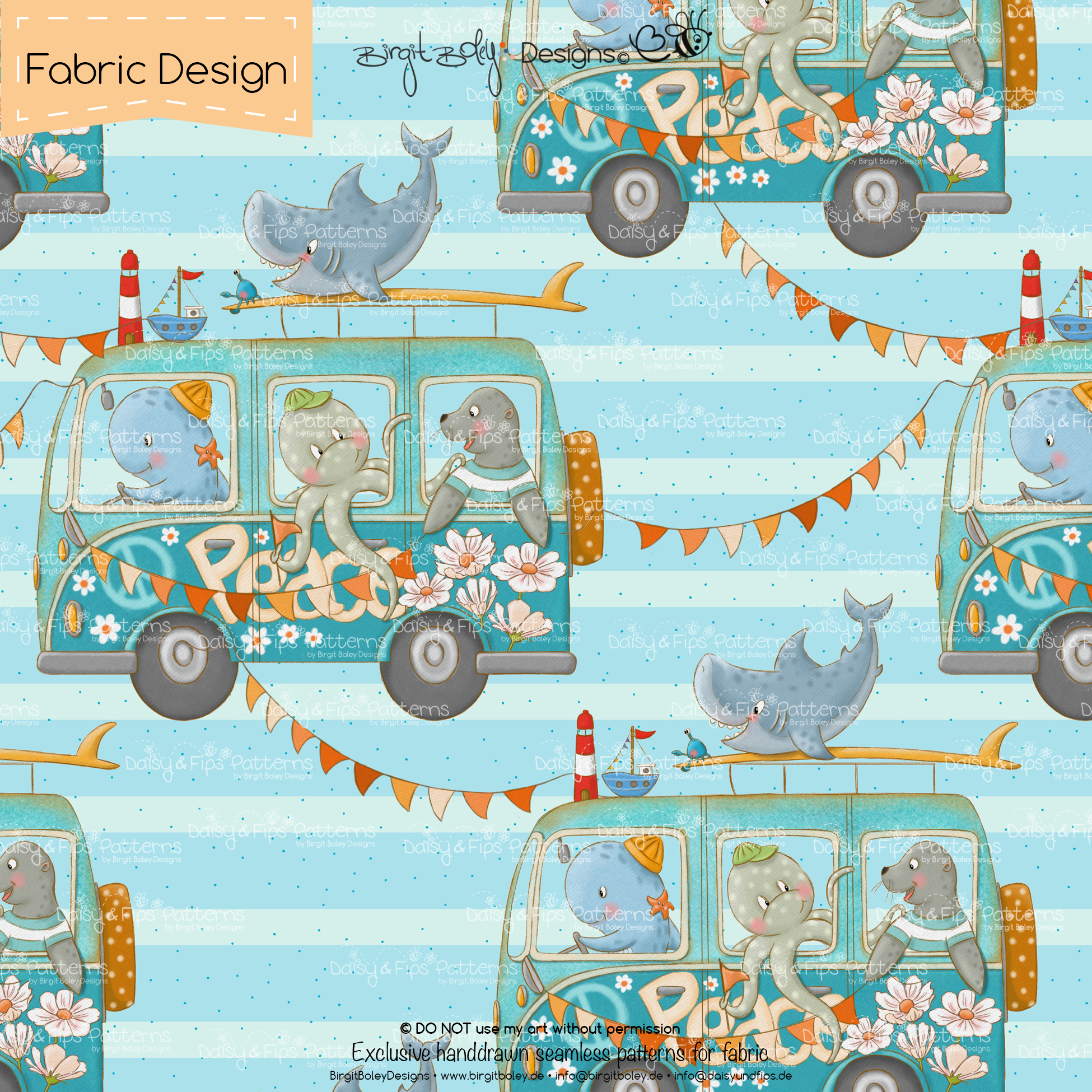 Stoffdesign Beach Trip • Turquoise Stripes • Non Exclusiv [Digital] – Bild 2