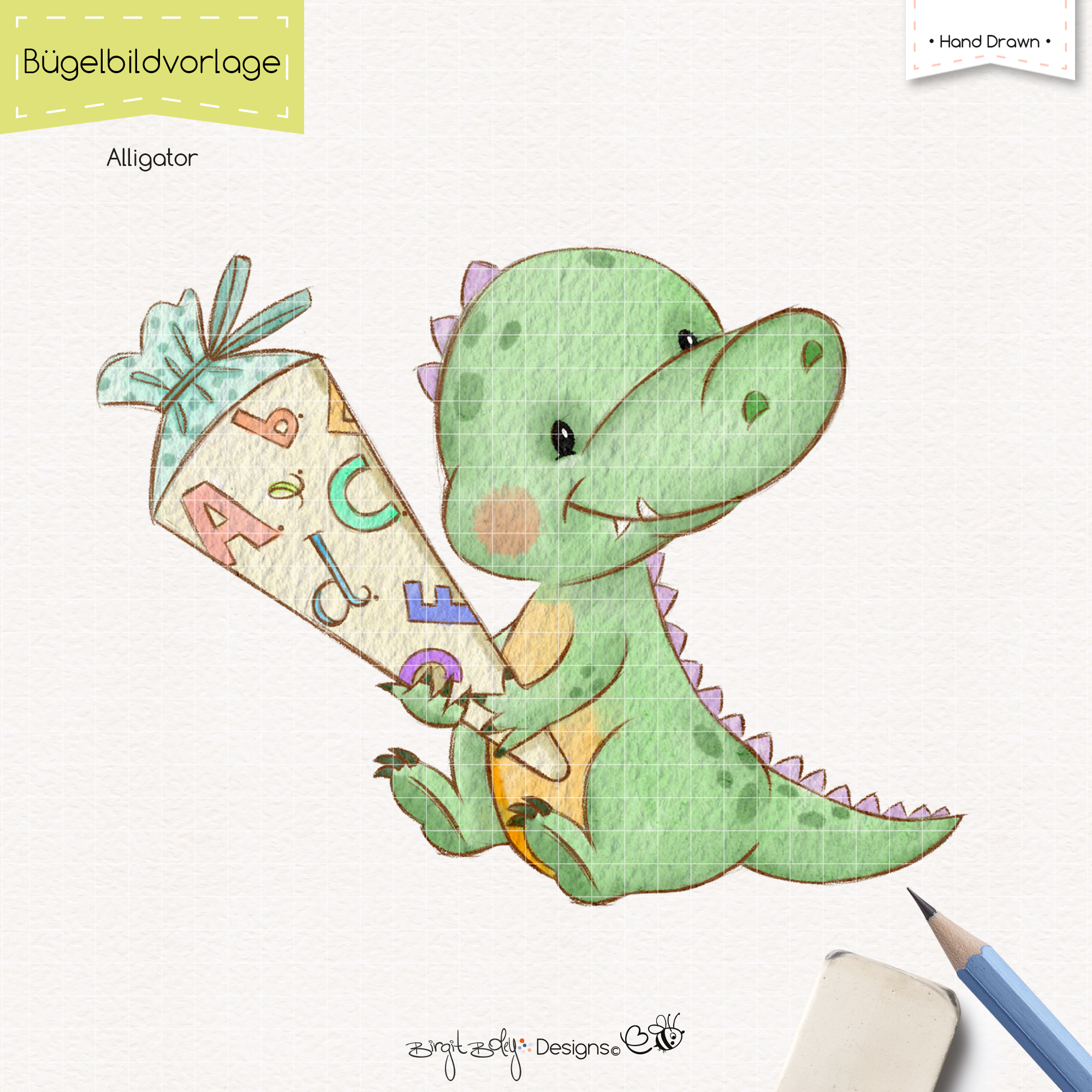 Bügelbildvorlage ABC Alligator [Digital]