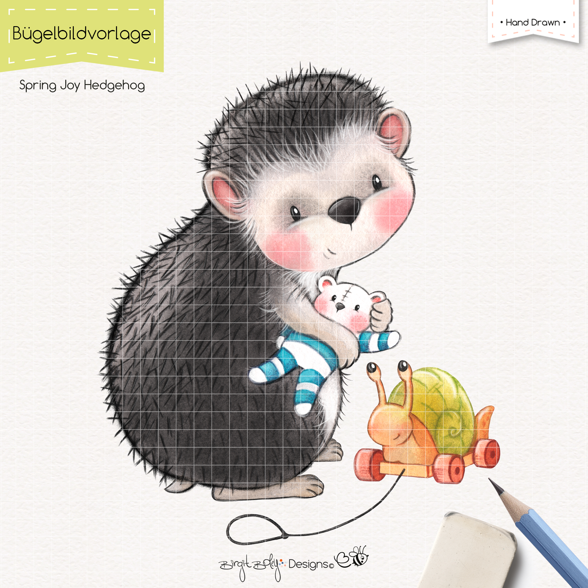 Bügelbildvorlage Spring Joy Hedgehog [Digital]