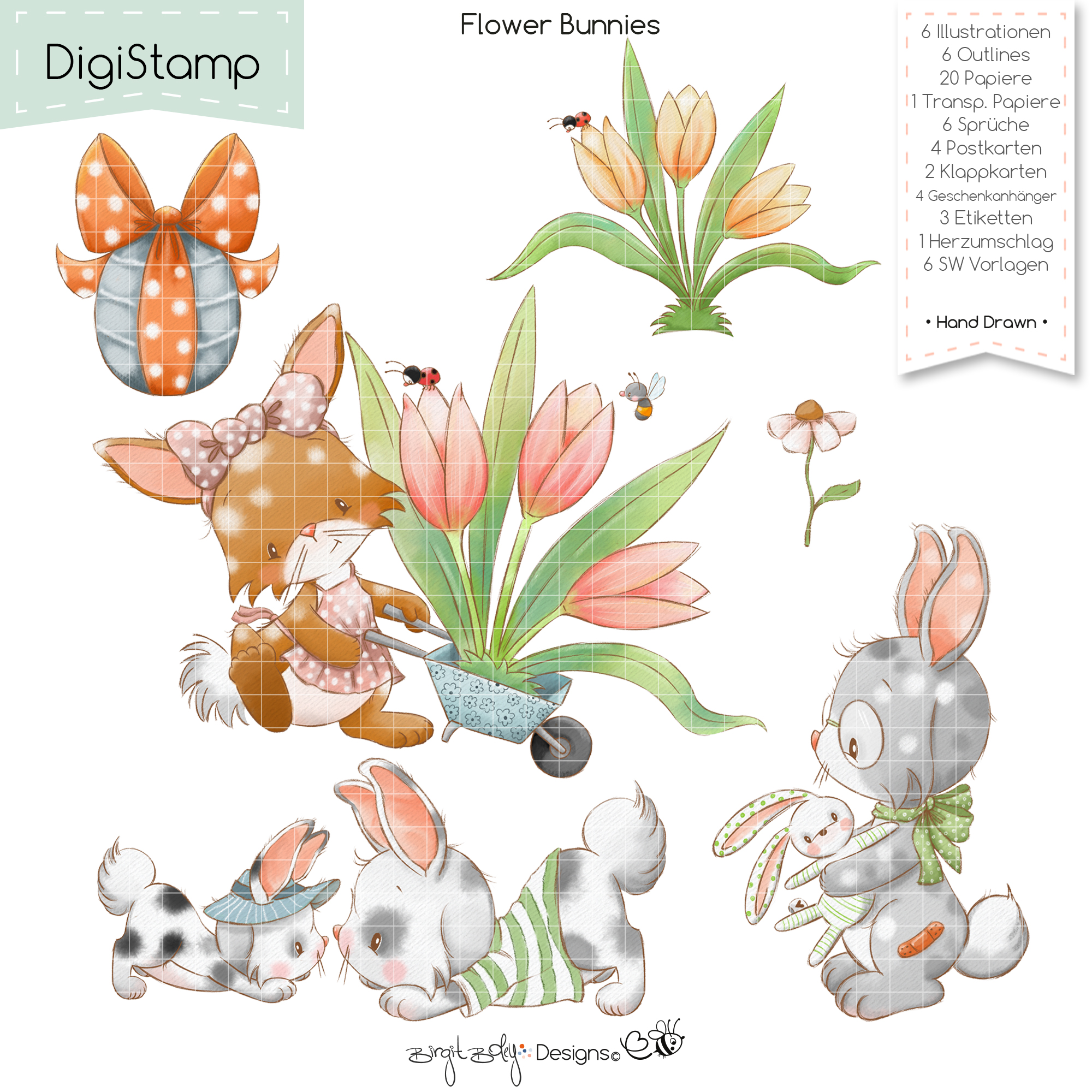 Digistamp Flower Bunnies [Digital]
