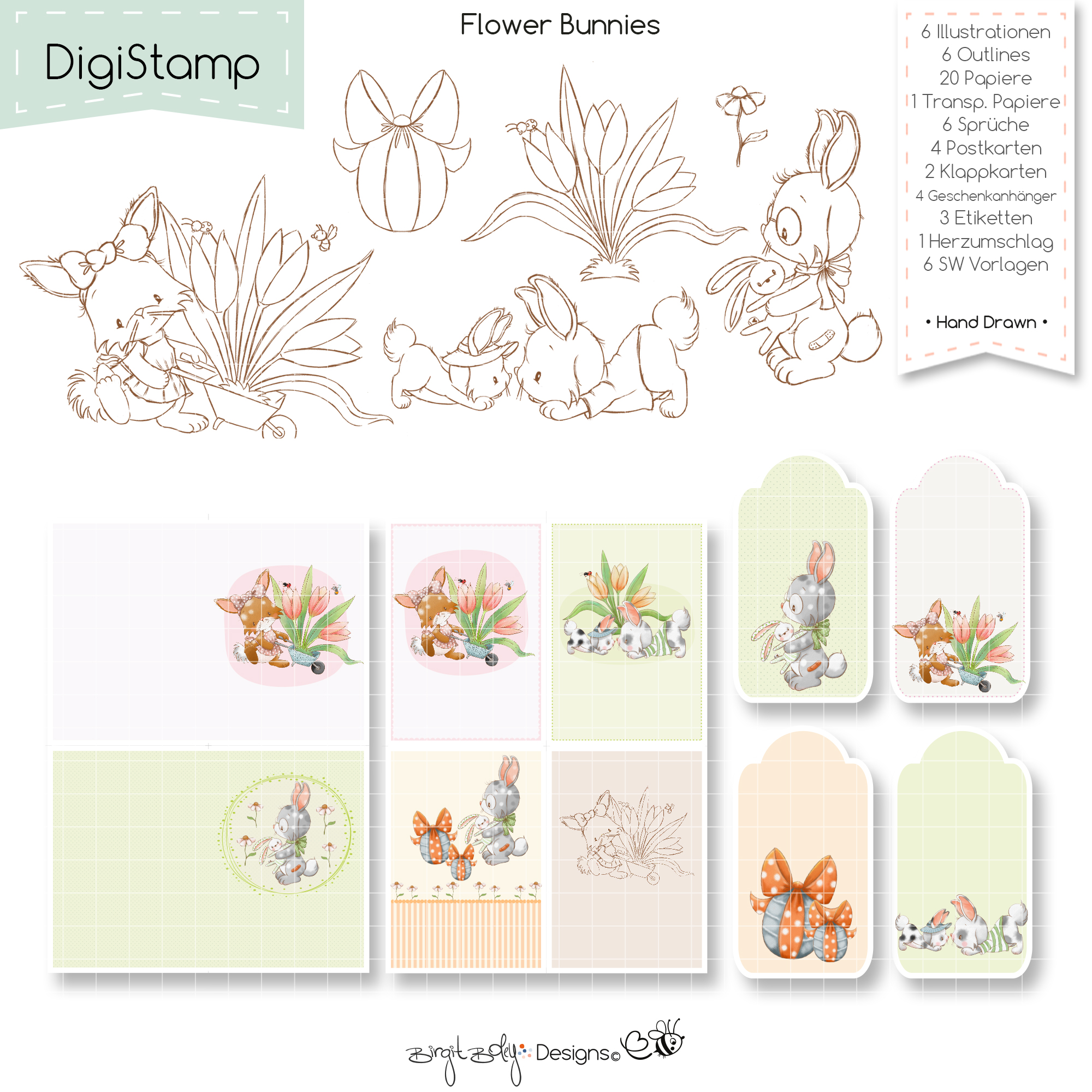 Digistamp Flower Bunnies [Digital] – Bild 4