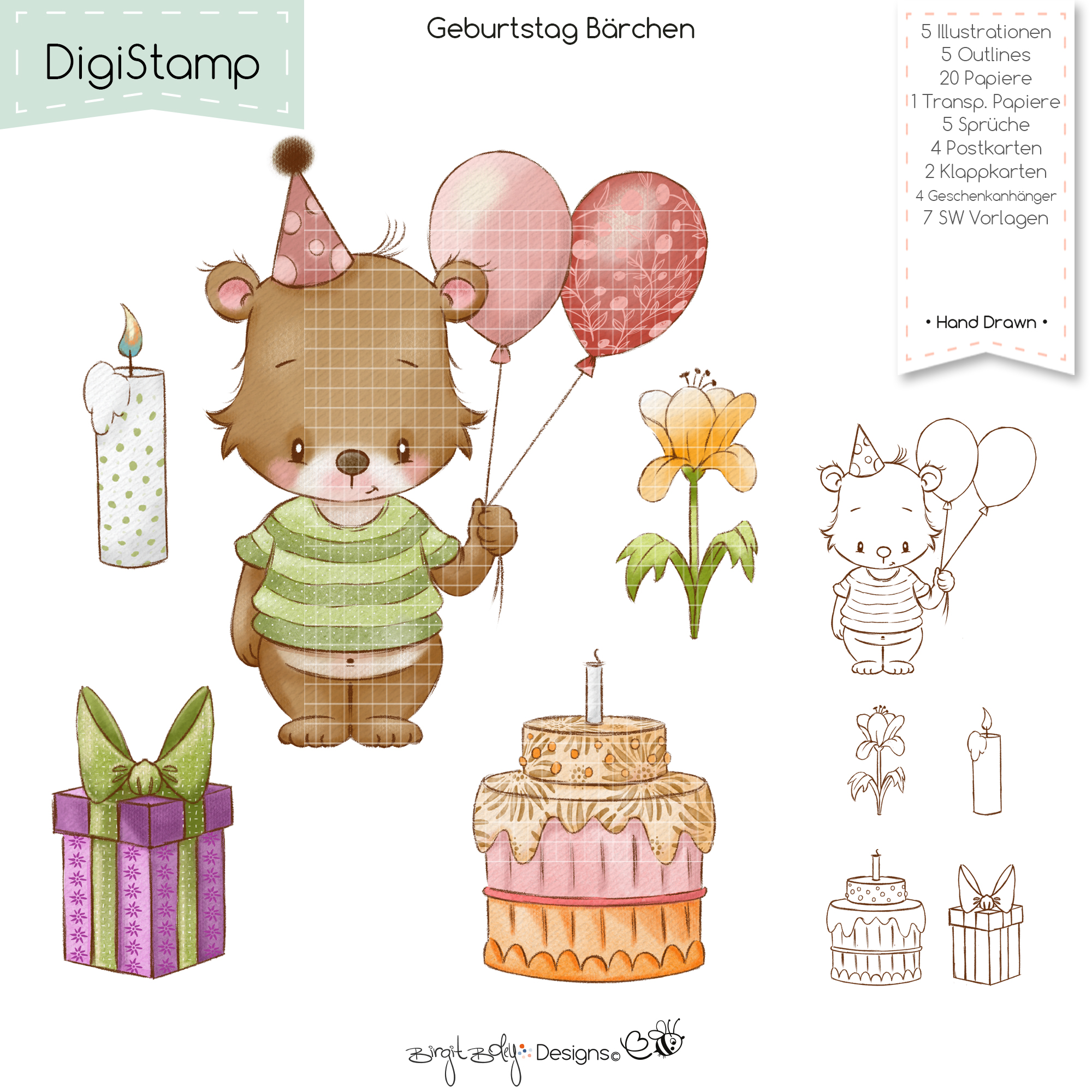 Digistamp Geburtstag Bärchen [Digital]
