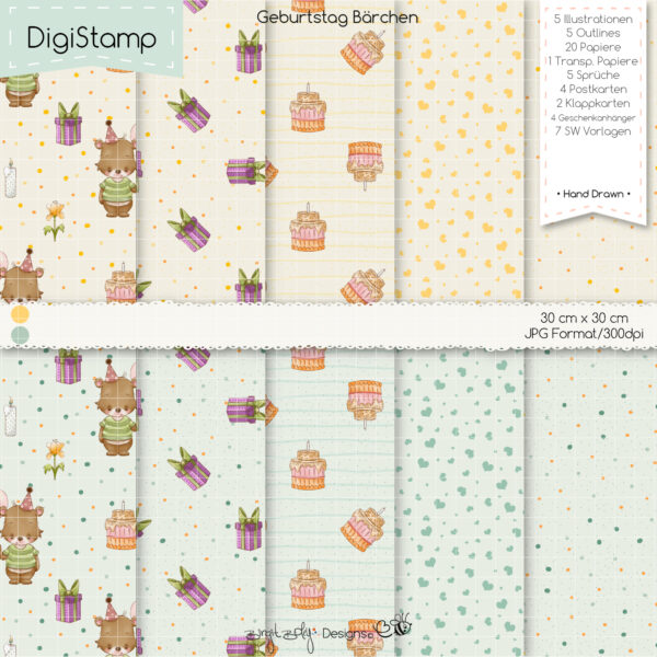 Digistamp Geburtstag Bärchen [Digital] – Bild 2