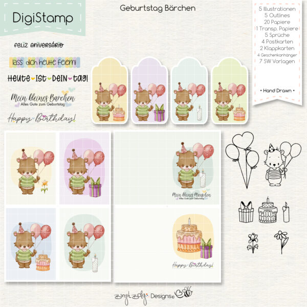 Digistamp Geburtstag Bärchen [Digital] – Bild 4
