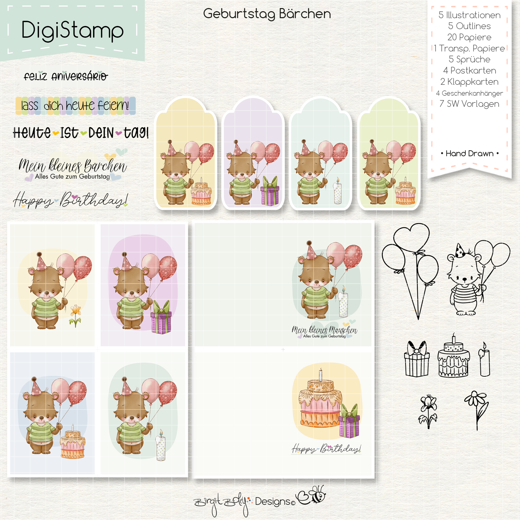Digistamp Geburtstag Bärchen [Digital] – Bild 4