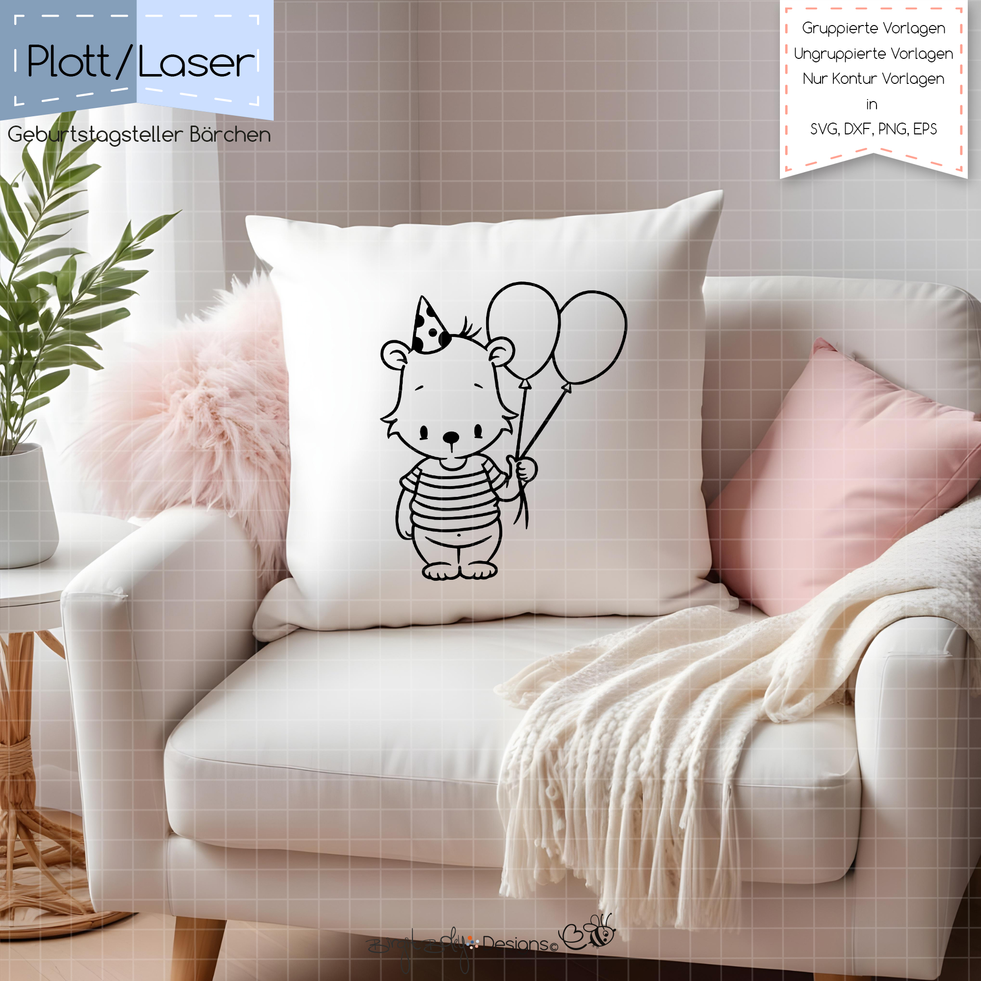 PlottLaser Geburtstagsteller Bärchen [Digital] – Bild 5