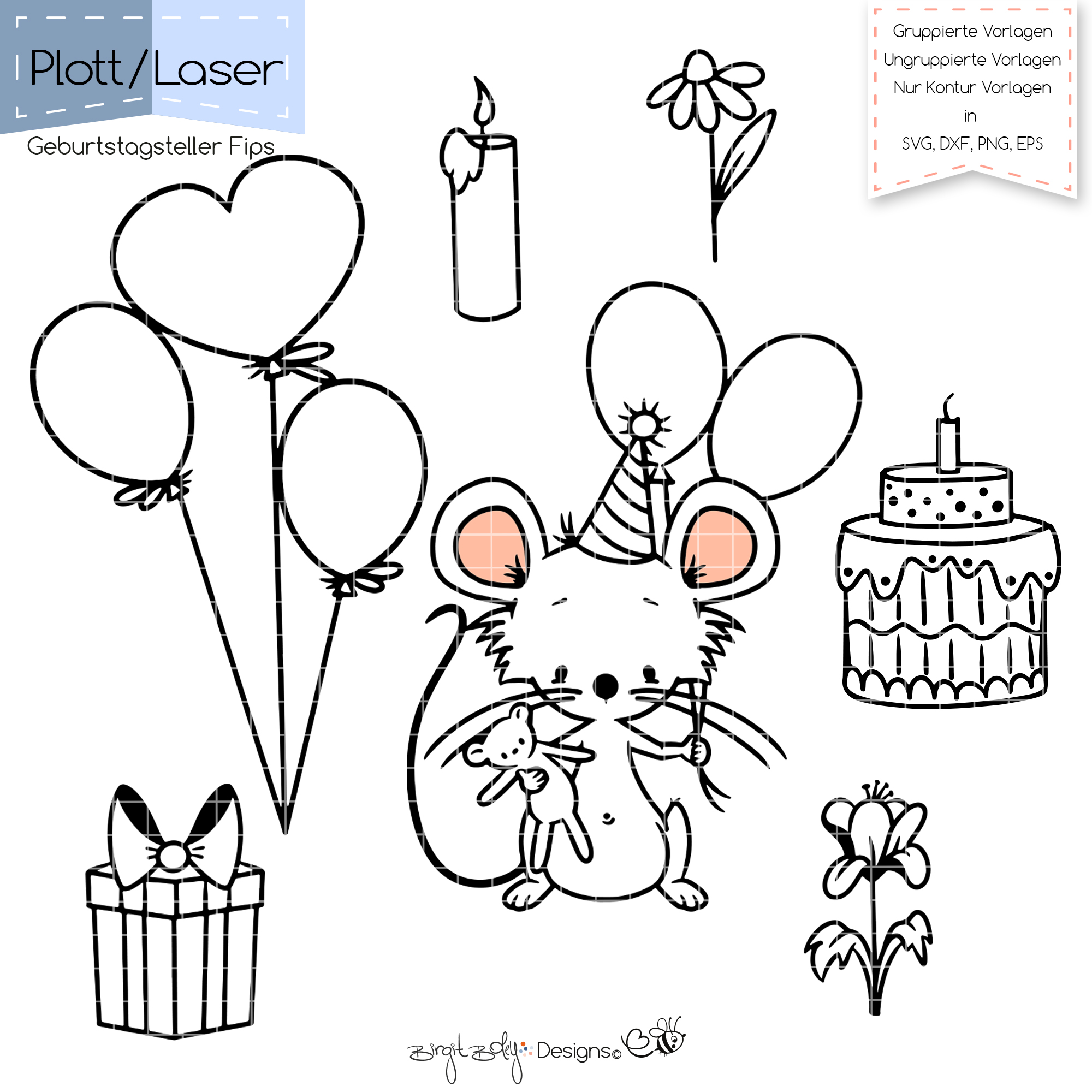 PlottLaser Geburtstagsteller Fips [Digital]