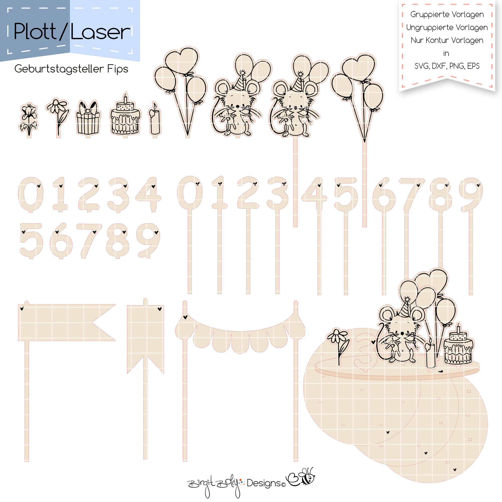 PlottLaser Geburtstagsteller Fips [Digital] – Bild 2