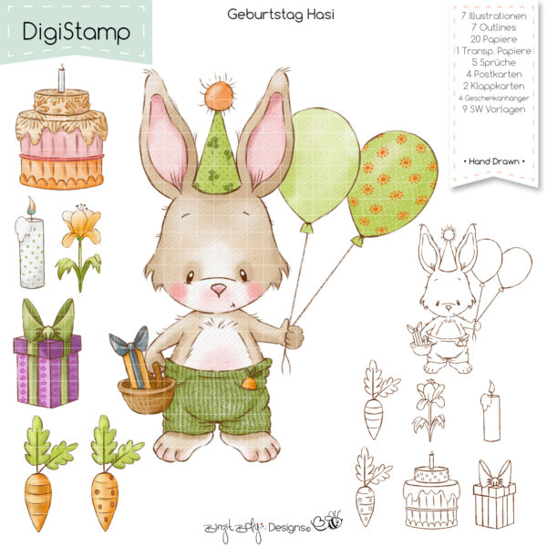 Digistamp Geburtstag Hasi [Digital]