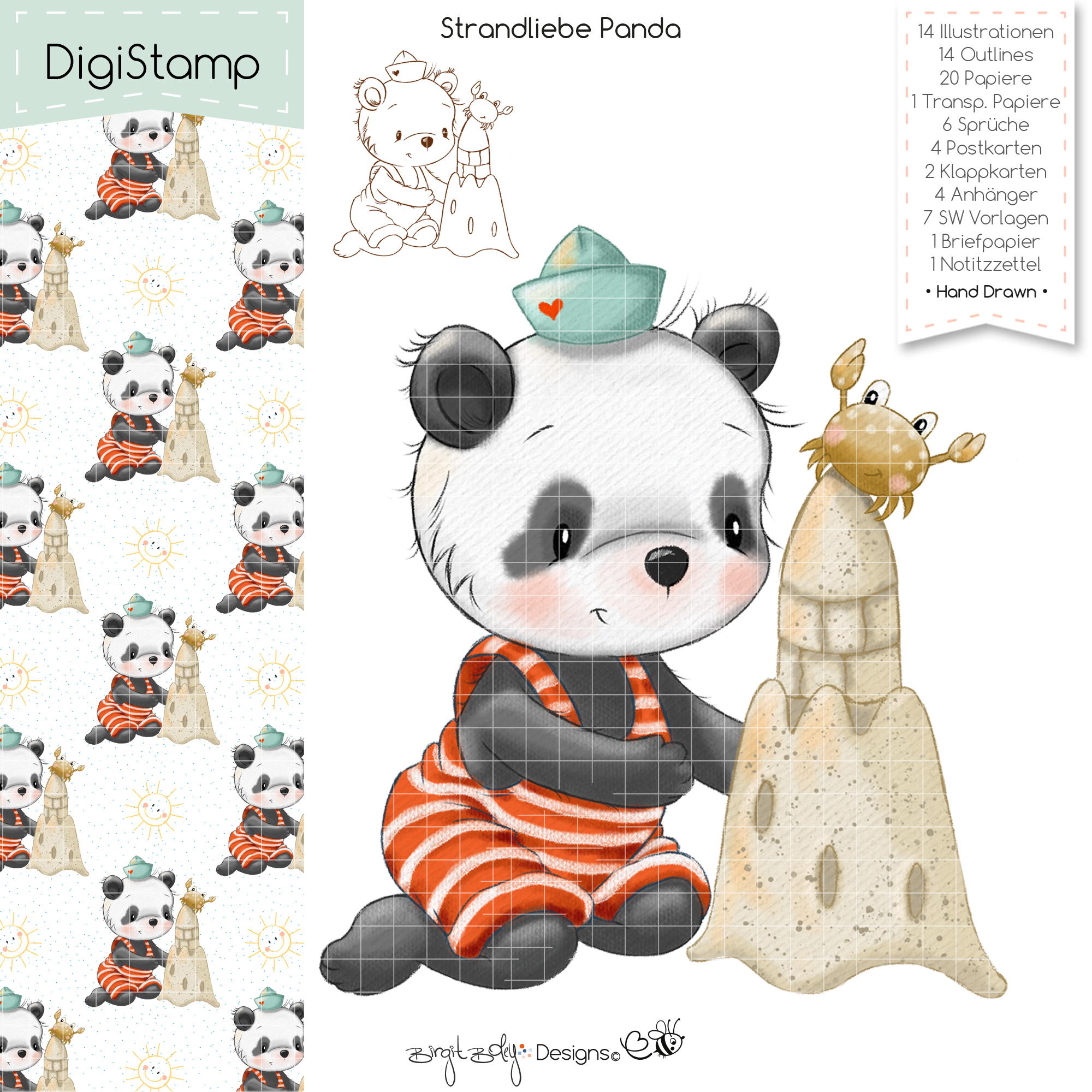 Digistamp Strandliebe Panda [Digital]