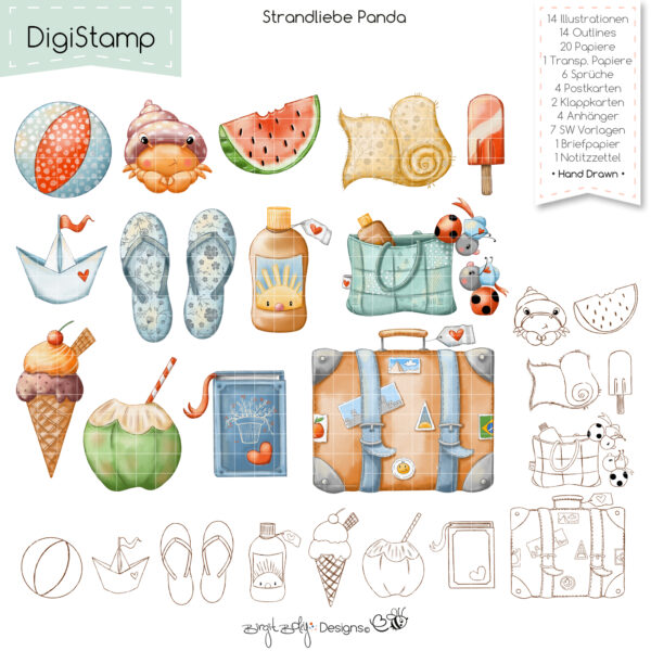 Digistamp Strandliebe Panda [Digital] – Bild 2