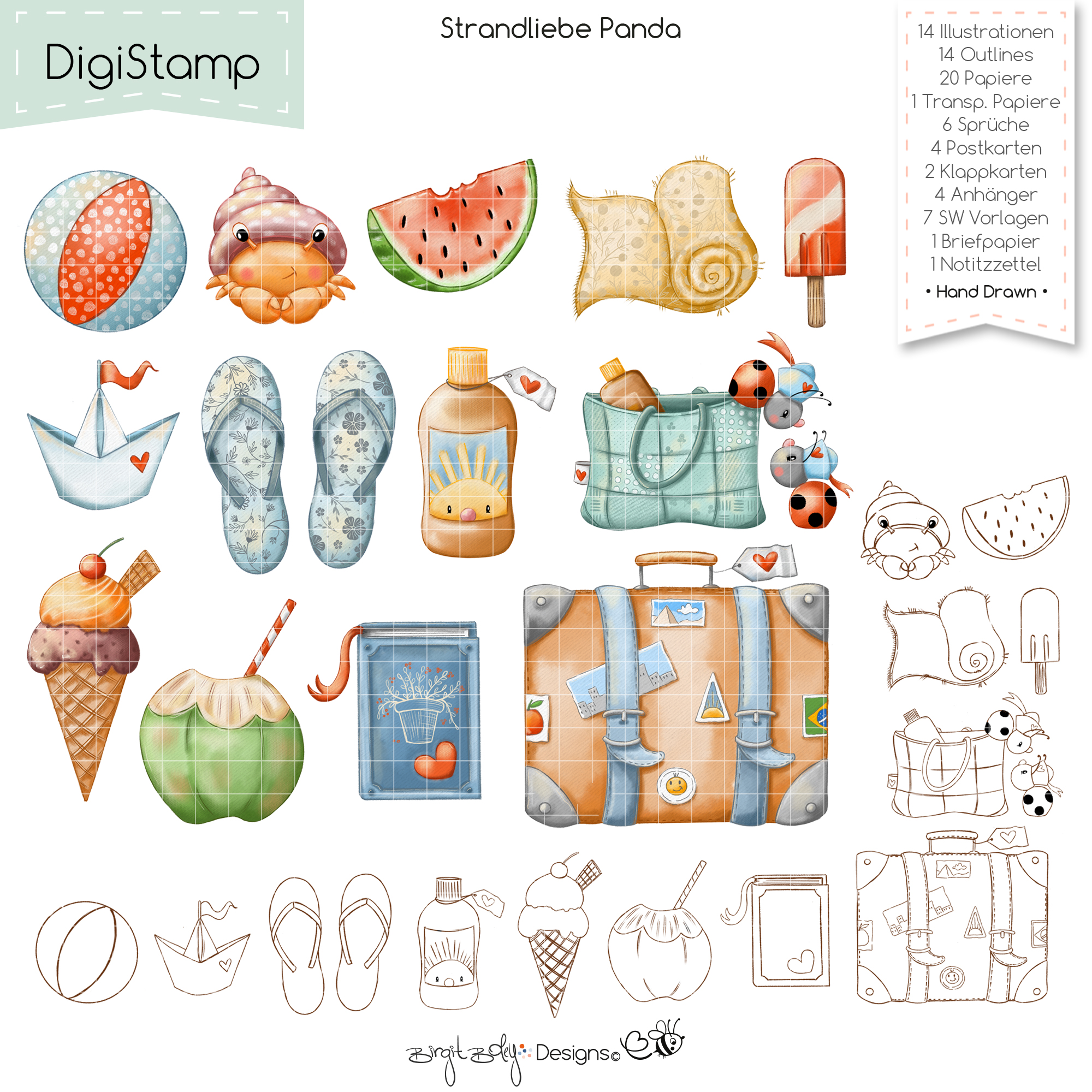 Digistamp Strandliebe Panda [Digital] – Bild 2