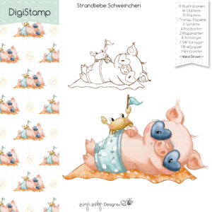 Digistamp Strandliebe Schweinchen [Digital]