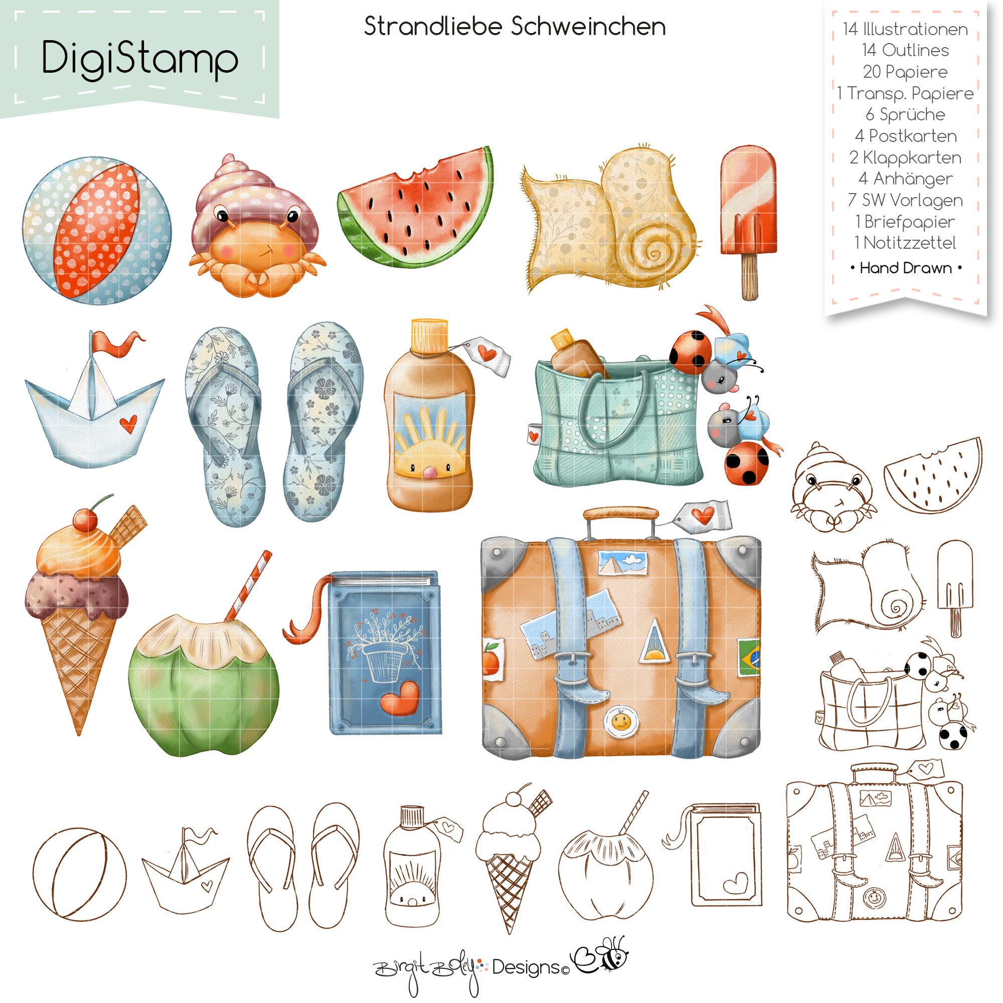 Digistamp Strandliebe Schweinchen [Digital] – Bild 2