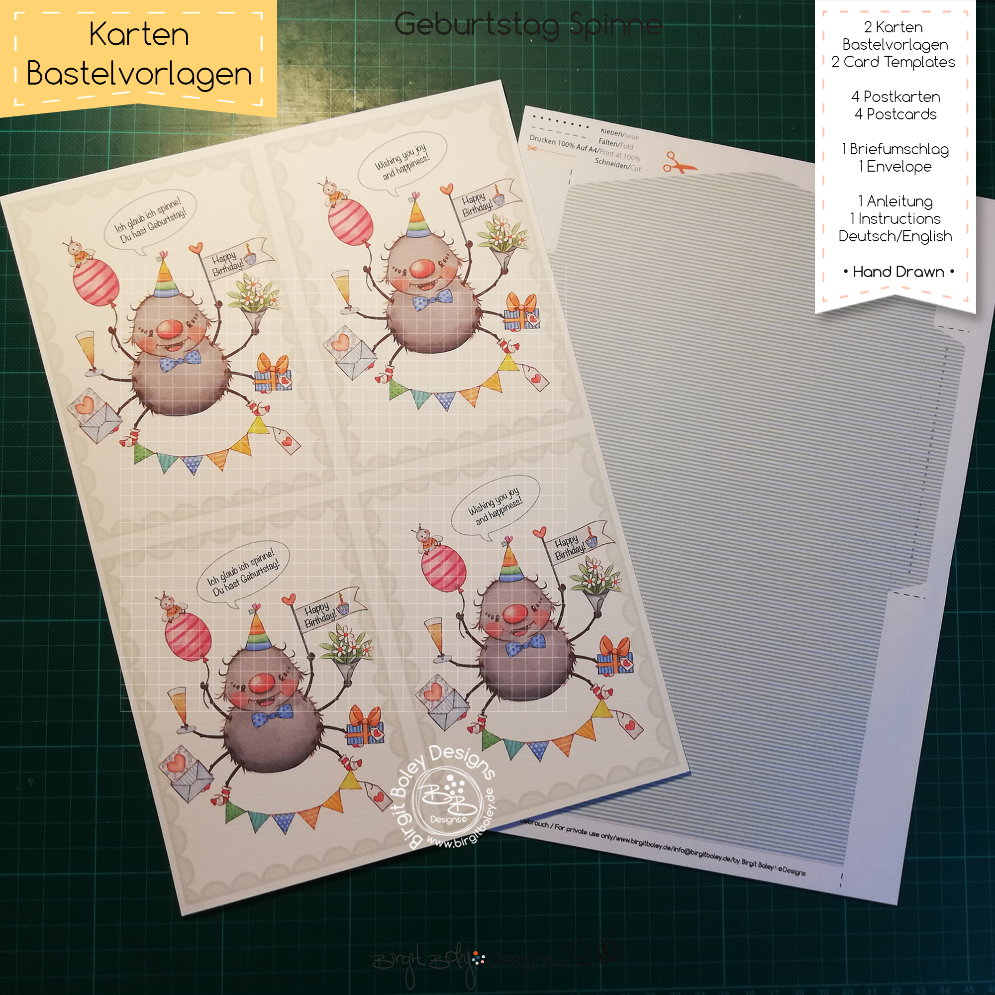 Karten Bastelvorlage Geburtstag Spinne [Digital] – Bild 9