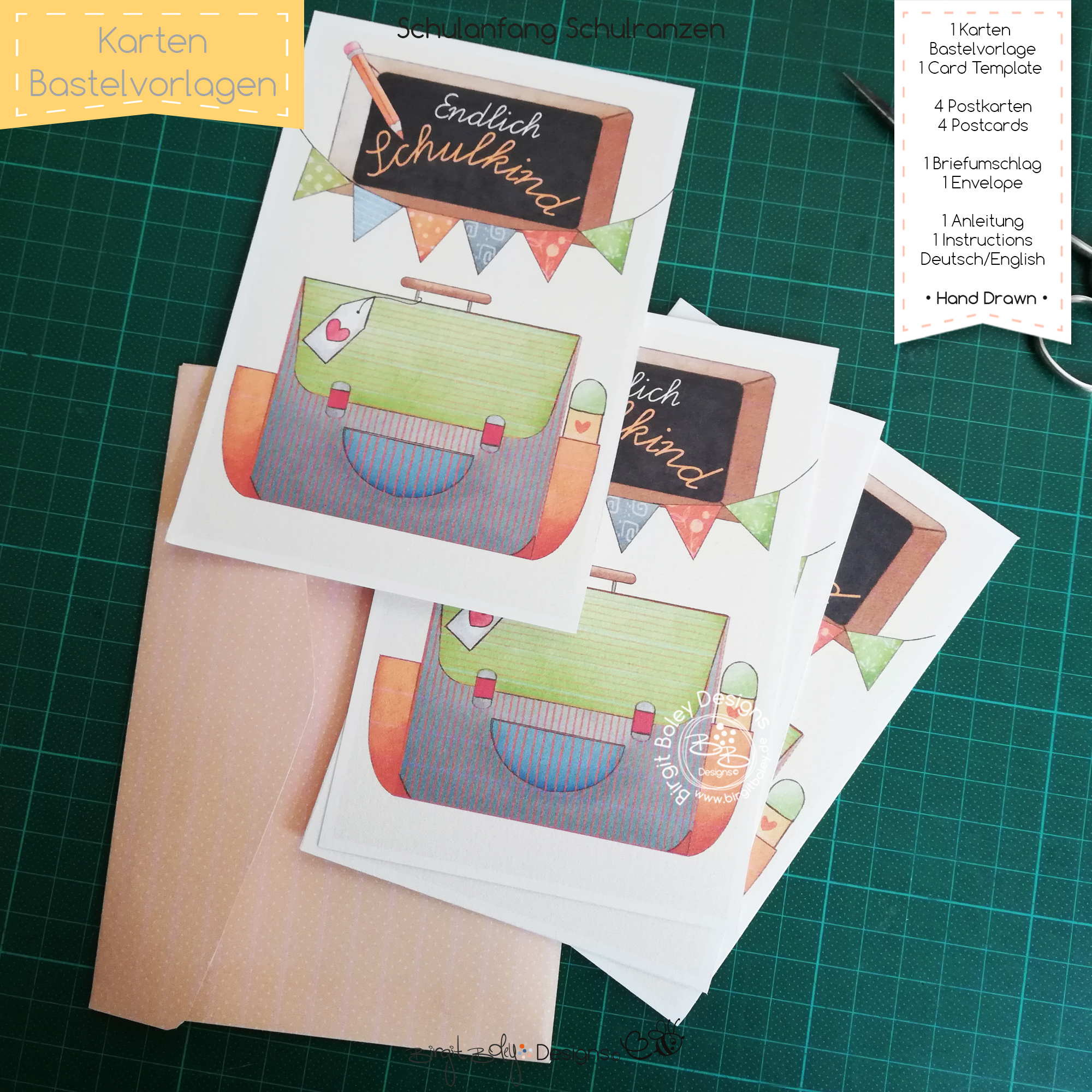 Karten Bastelvorlage Schulanfang Ranzen [Digital] – Bild 10