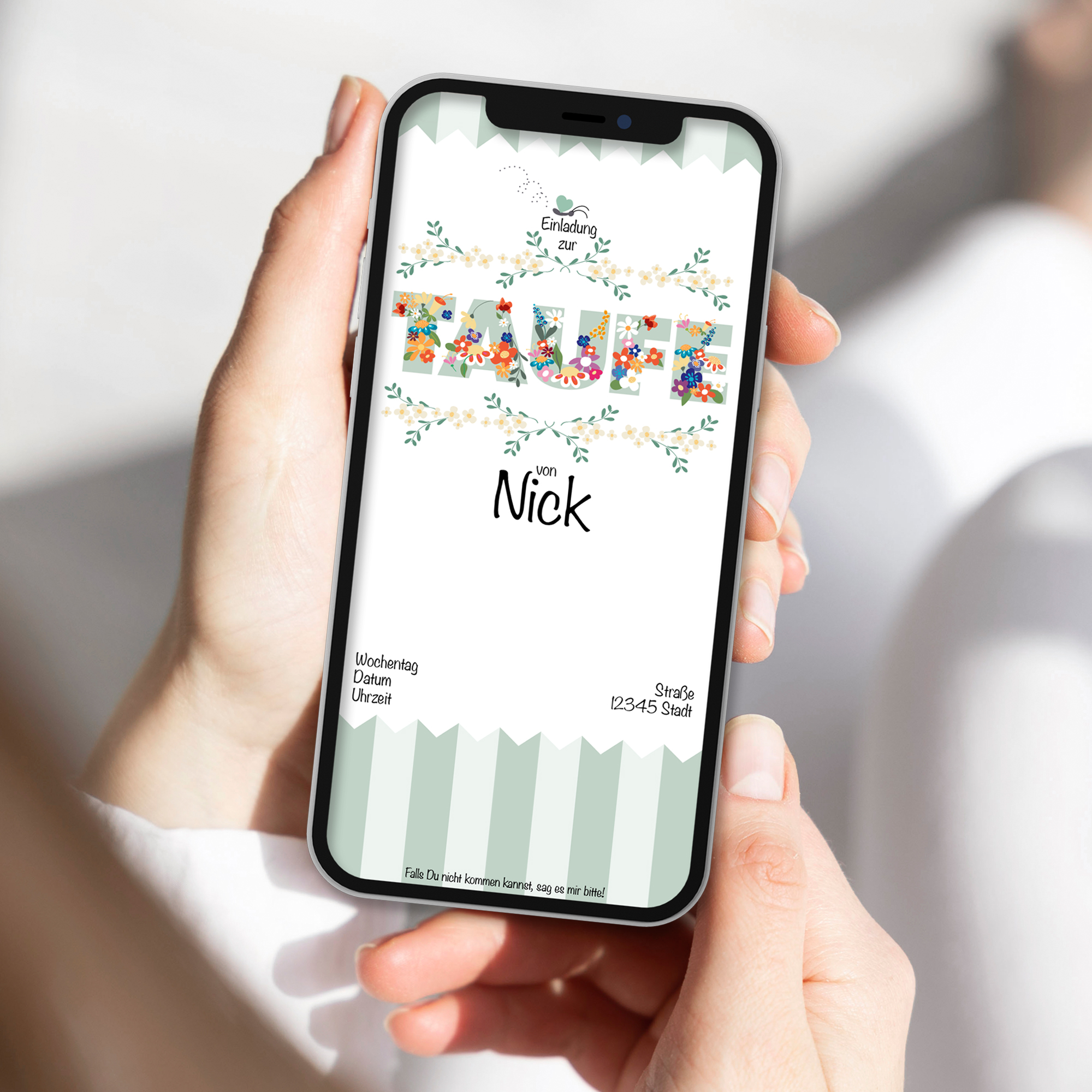 Ecard Taufe Blumen Khaki [Digital] – Bild 2