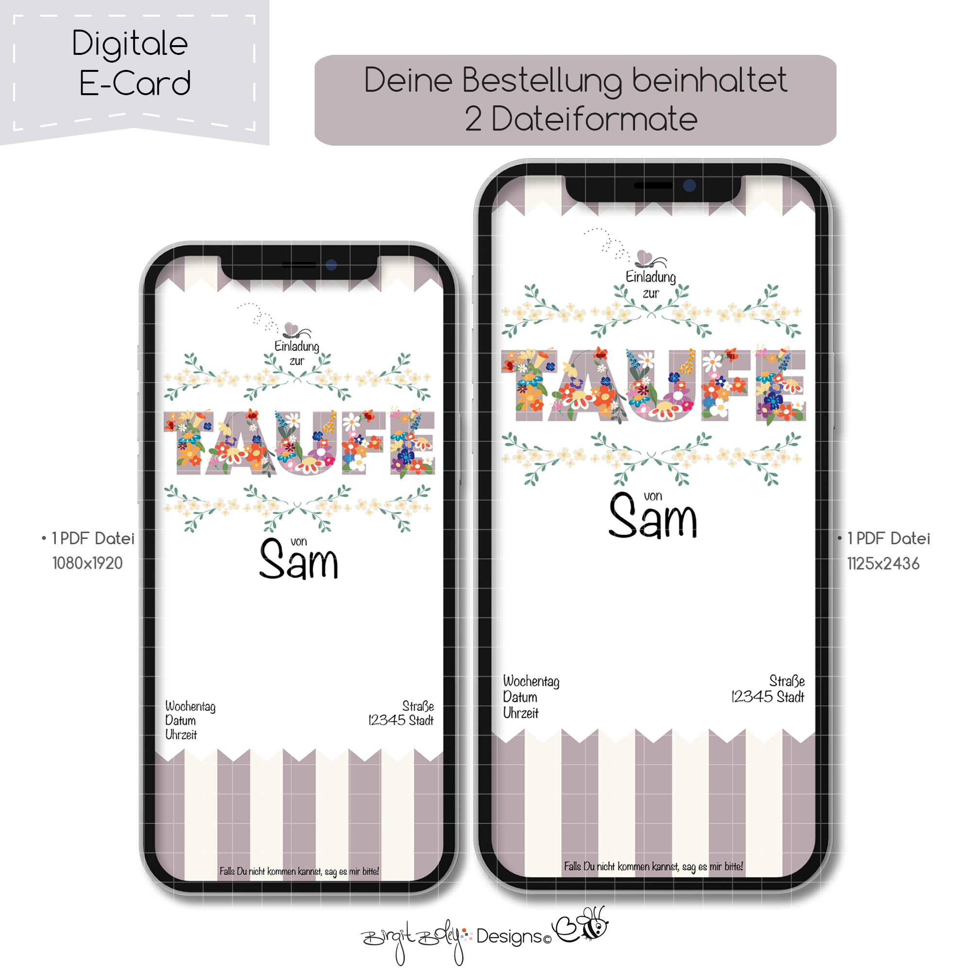 Ecard Taufe Blumen Mauve [Digital] – Bild 4