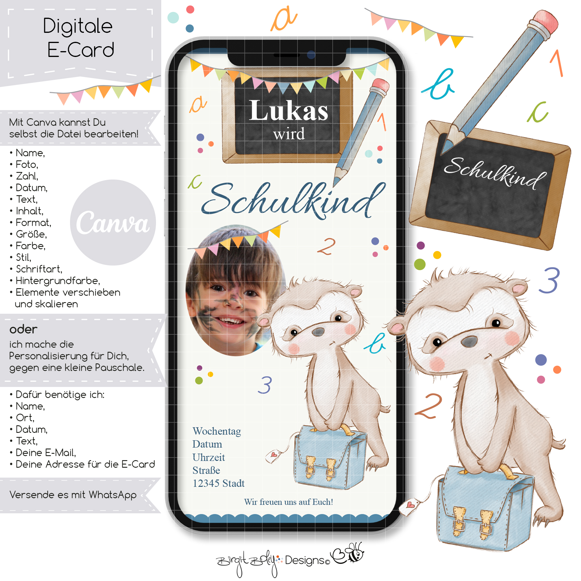 Ecard Einschulung Faultier [Digital] – Bild 3