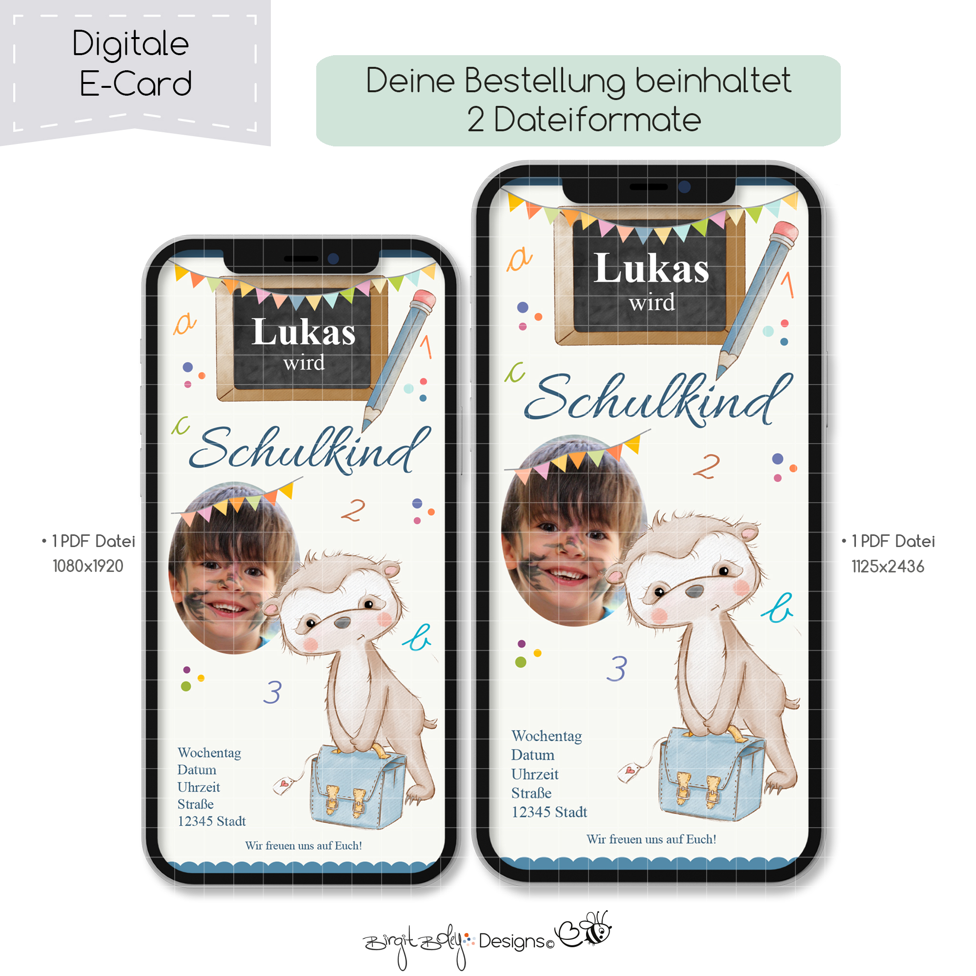 Ecard Einschulung Faultier [Digital] – Bild 4