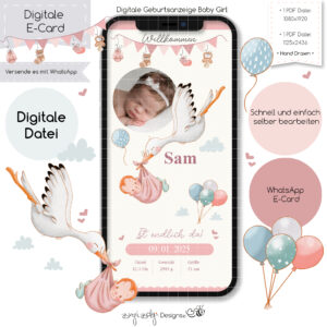 Ecard Geburtsanzeige Baby Girl [Digital]
