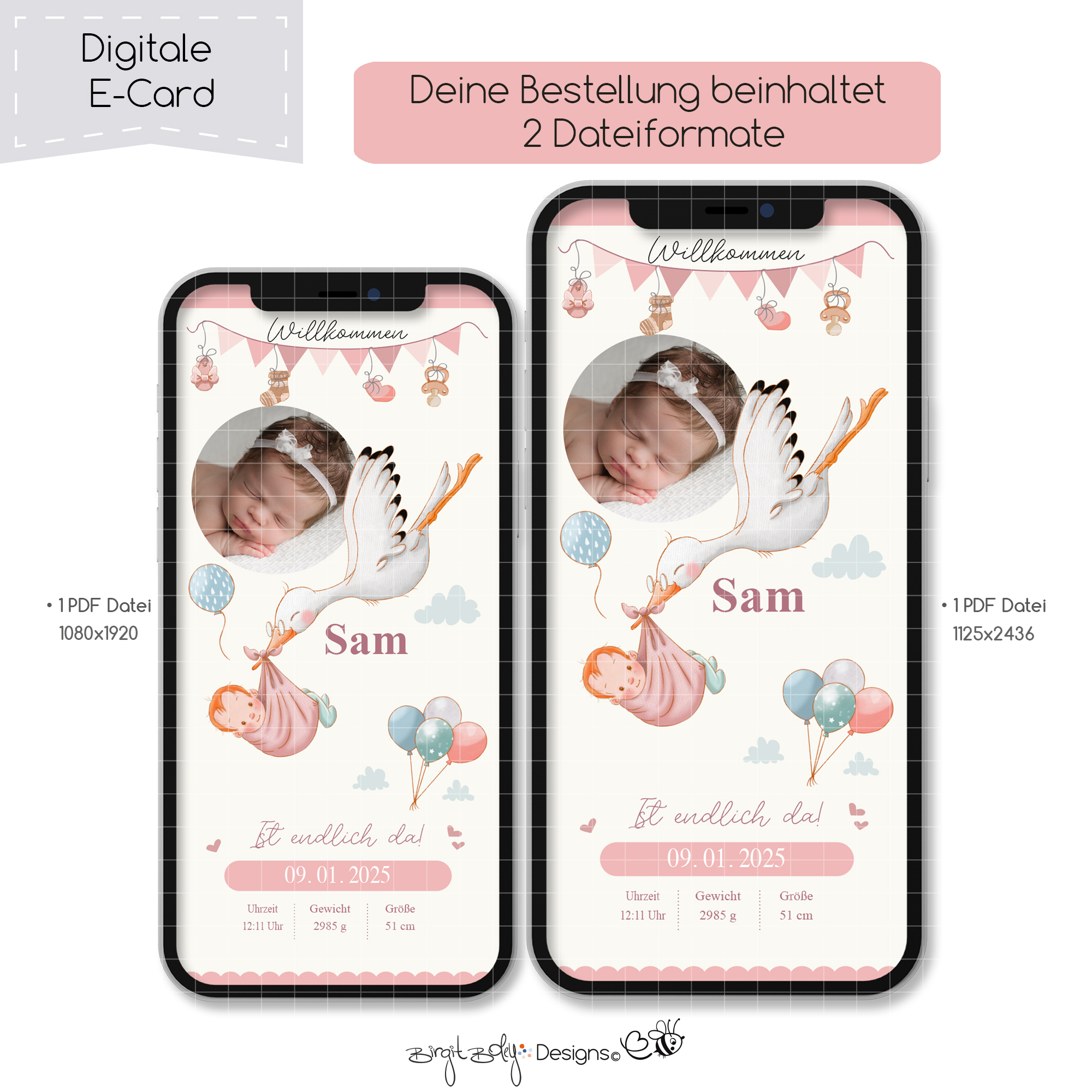 Ecard Geburtsanzeige Baby Girl [Digital] – Bild 4