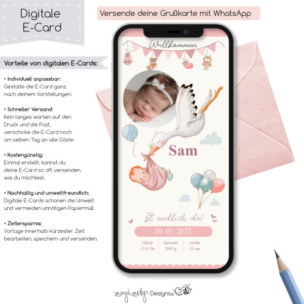 Ecard Geburtsanzeige Baby Girl [Digital] – Bild 5